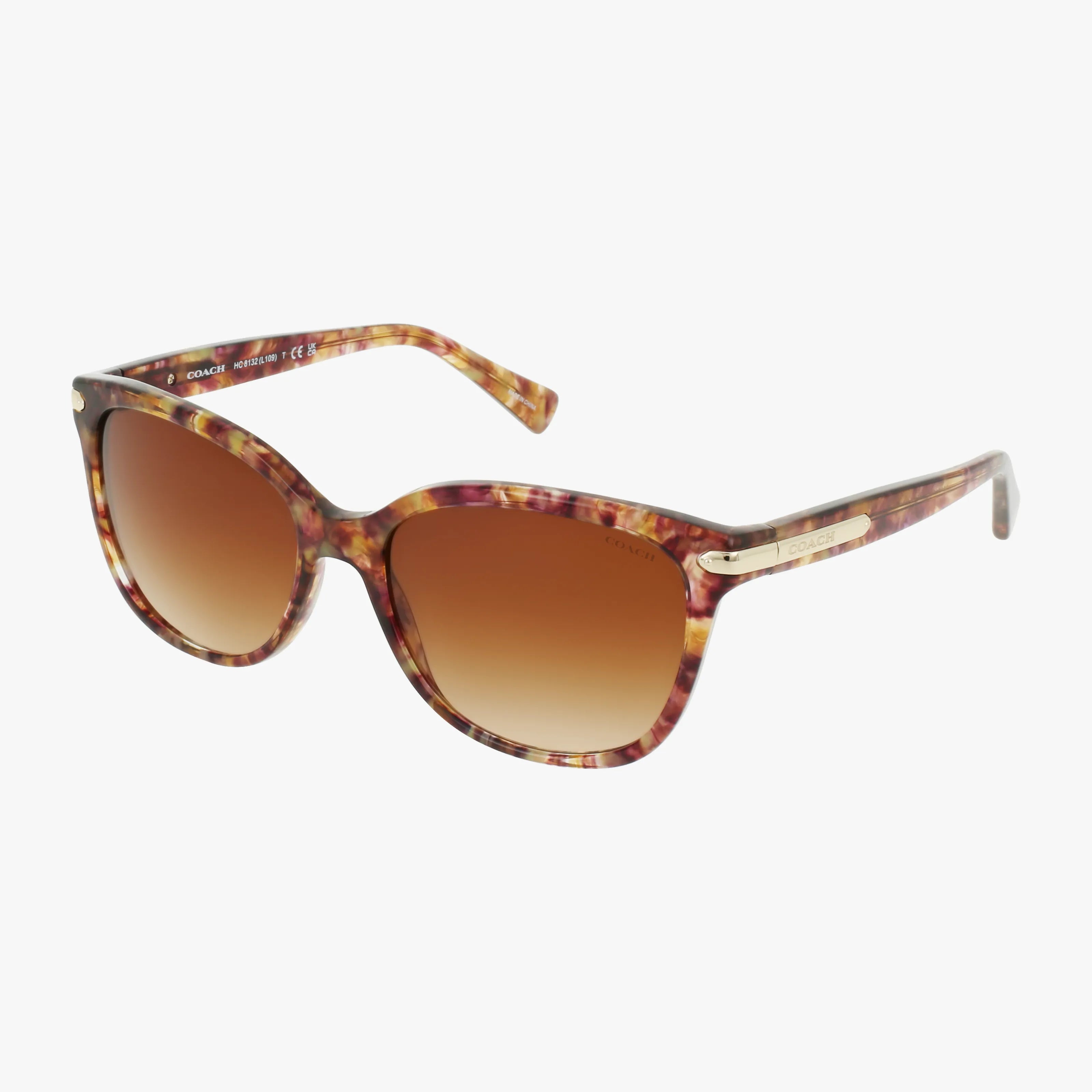 Coach Dark Brown Frame Sunglasses with Gold Temples and Brown Gradient Lenses Coach CBY82 M (54 - 19) with Brown lenses and Tortoise frame  main image 2