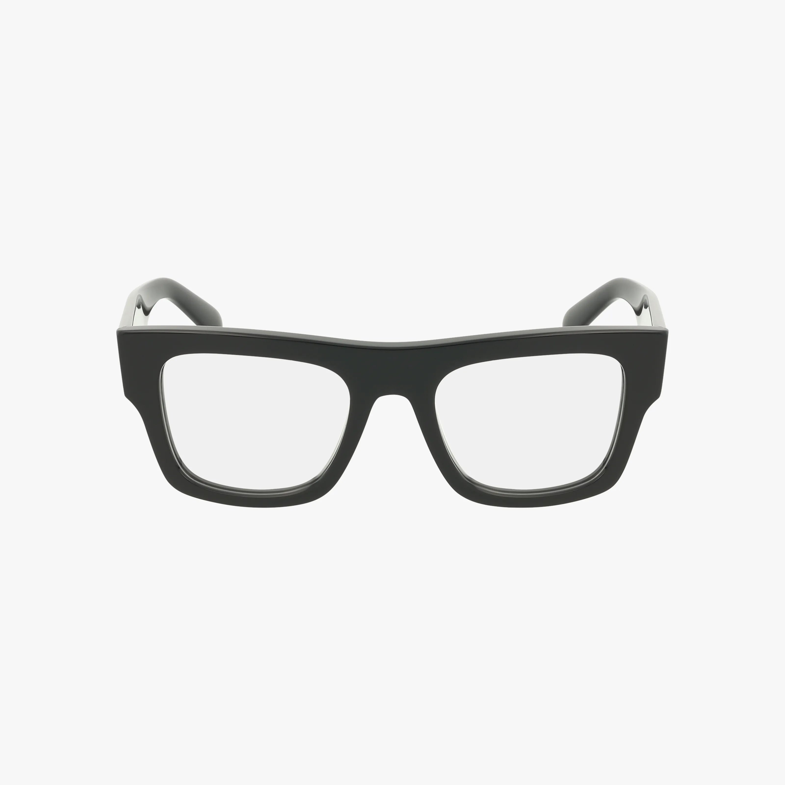 The RX5517M features black rectangular modern eyeglass frames with thick, durable construction and clear lenses, shown facing forward on a plain white background.
