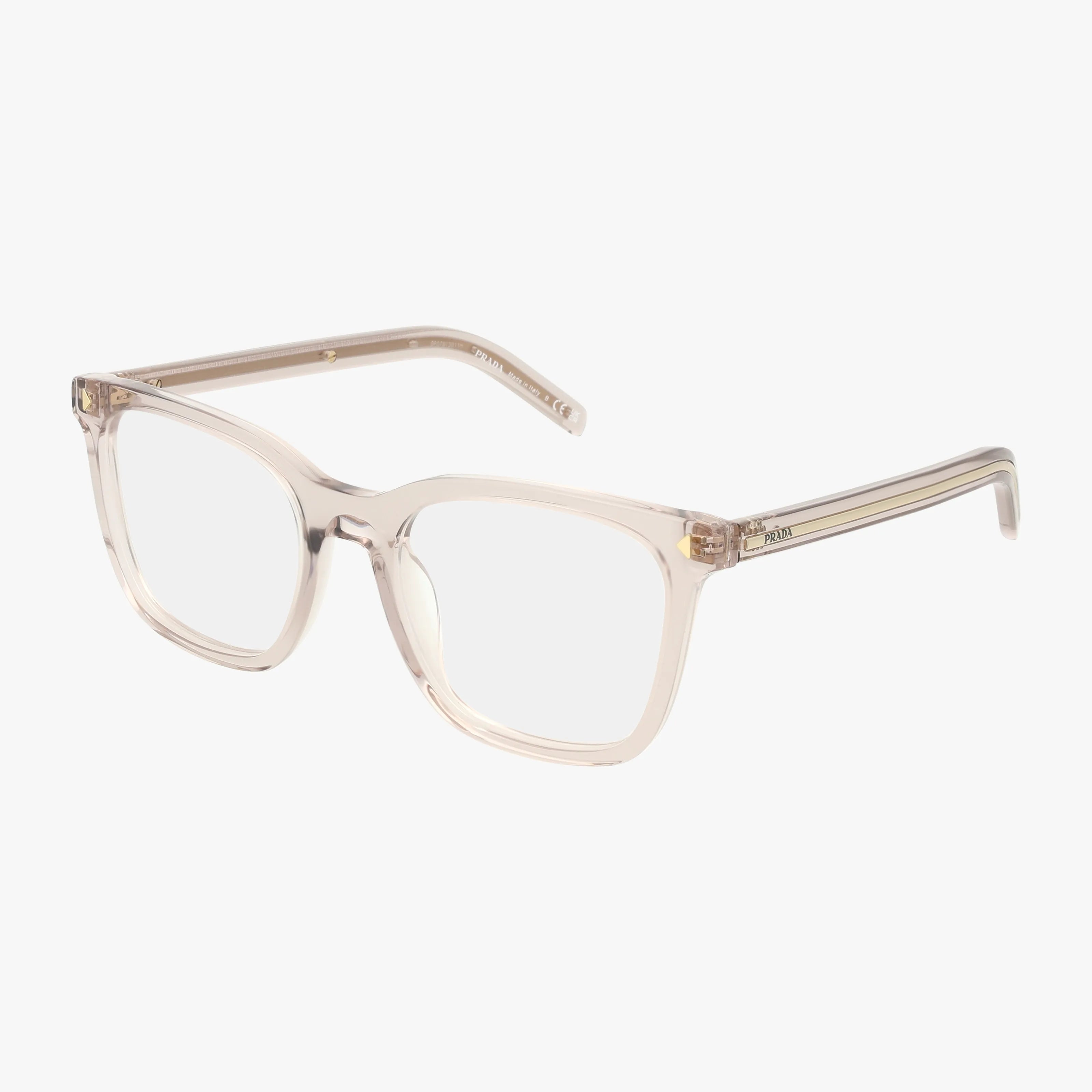 The PRB11V features clear, square frames with sleek, transparent arms for a lightweight and versatile style, shown on a white background.