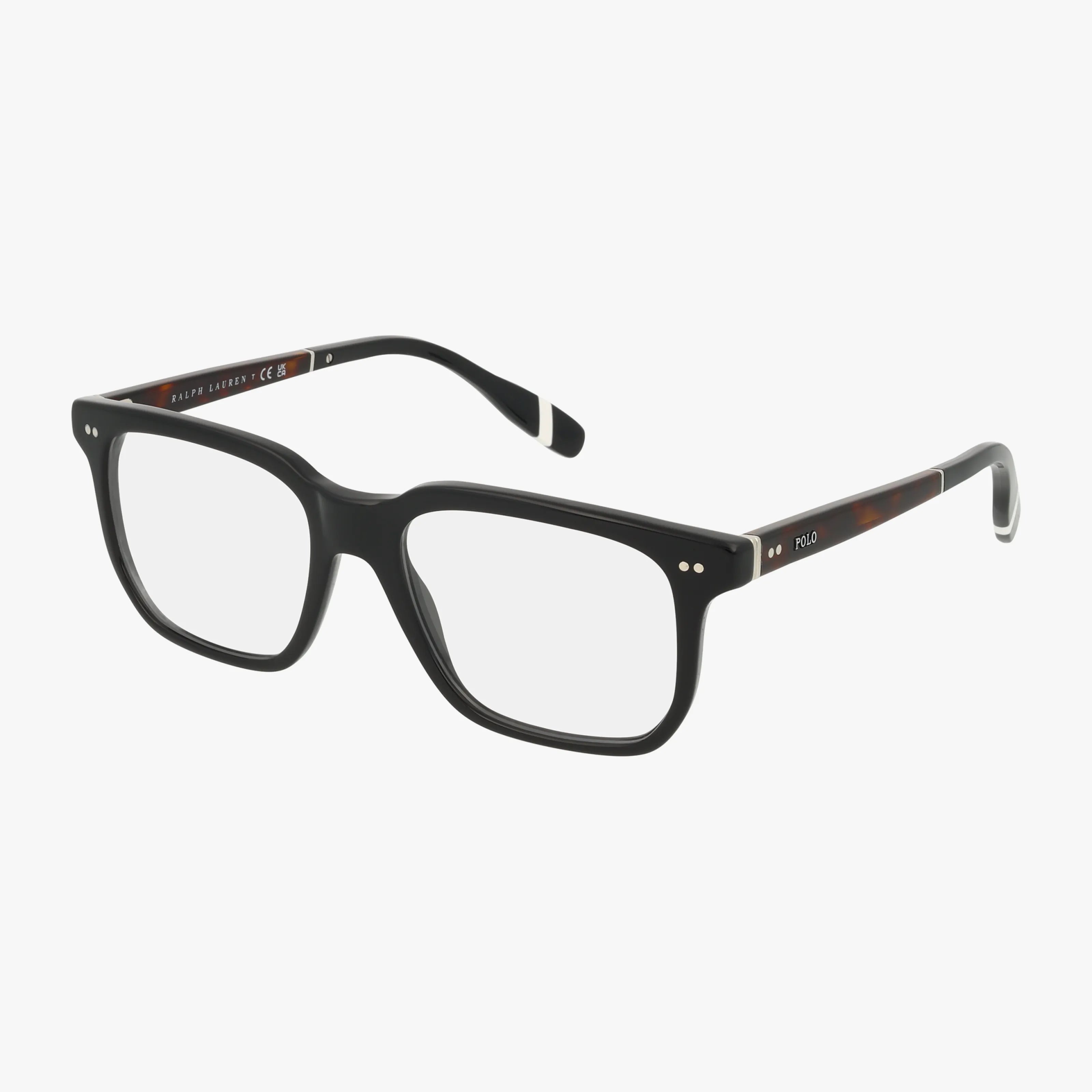 The PH2269 features black rectangular acetate frames with clear lenses, slightly thick rims, subtle silver hinge accents, and tortoiseshell-patterned arms on the inside—ideal for fans of modern eyewear.
