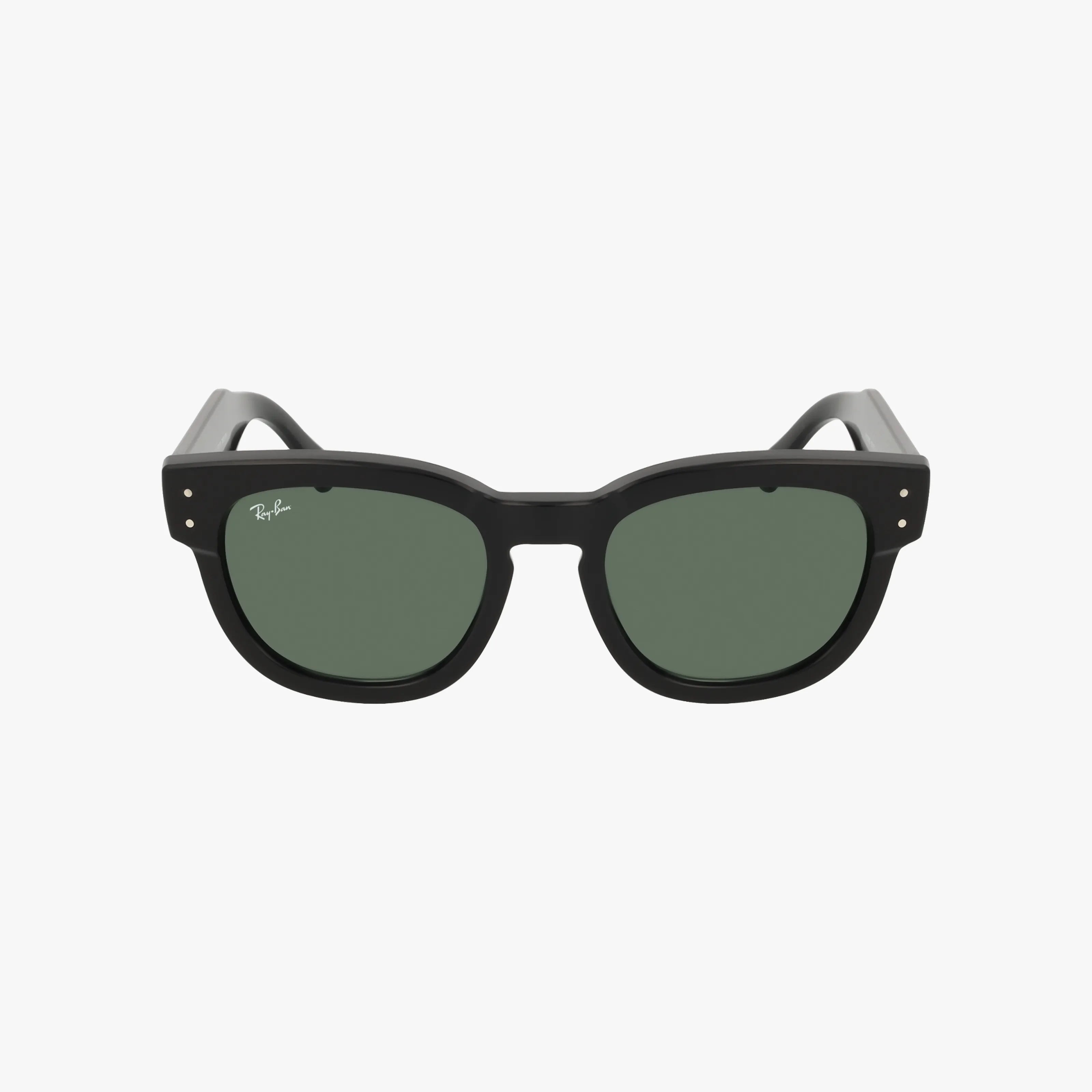 Front view of RB0298S MEGA HAWKEYE sunglasses featuring a durable black frame and dark green tinted lenses, ideal for shoppers buying glasses online. Shown against a plain white background.