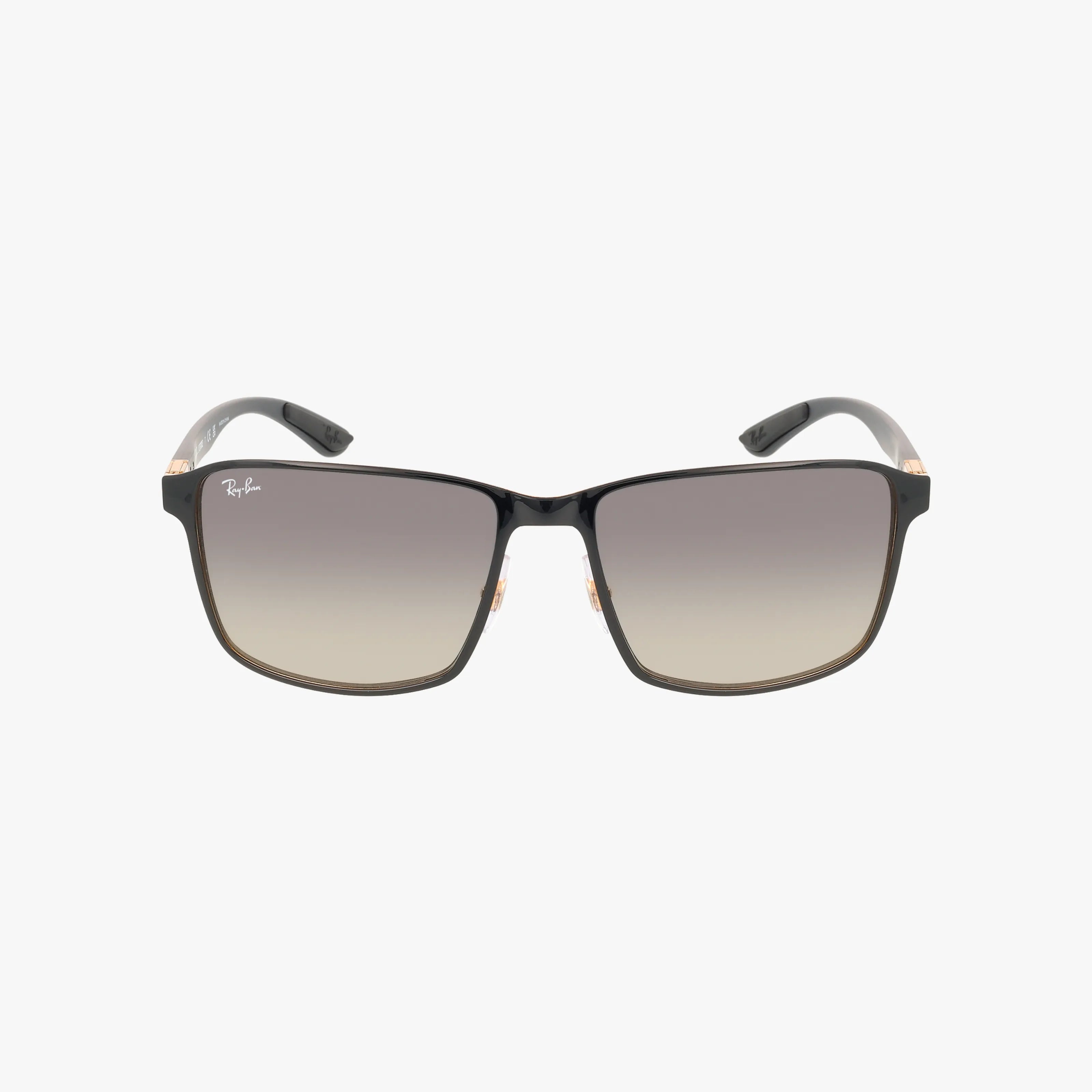 The RB3721 Ray-Ban sunglasses feature a black rectangular frame and gradient lenses for stylish sun protection, shown against a plain white background.