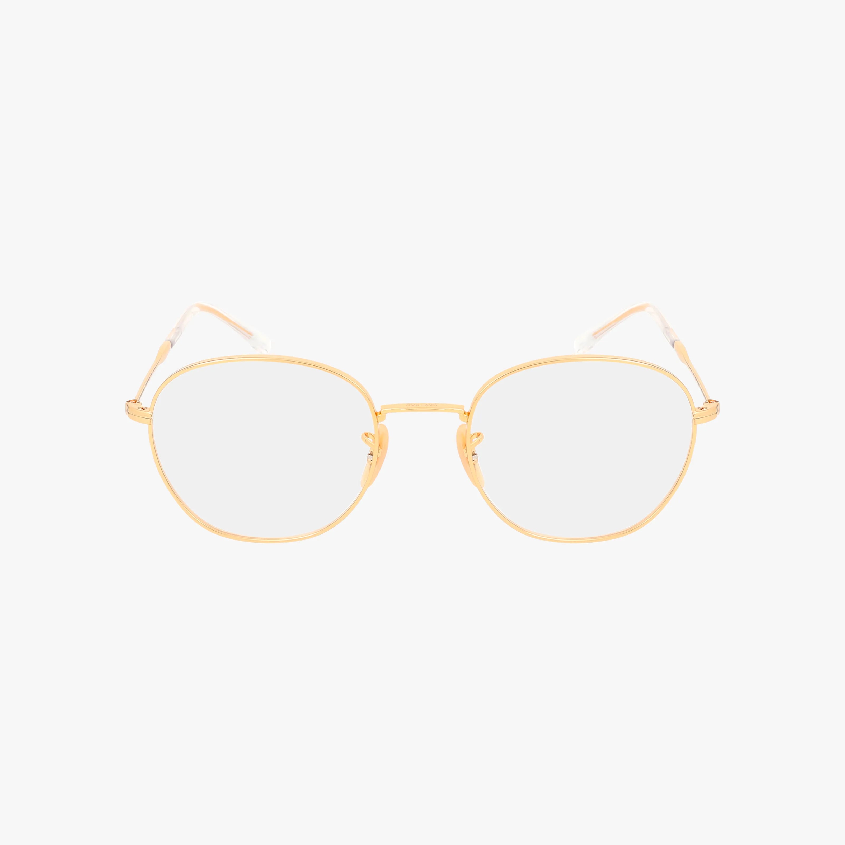 A front view of RX6509 YEVI gold metal eyeglasses with clear lenses and a lightweight design on a plain white background.