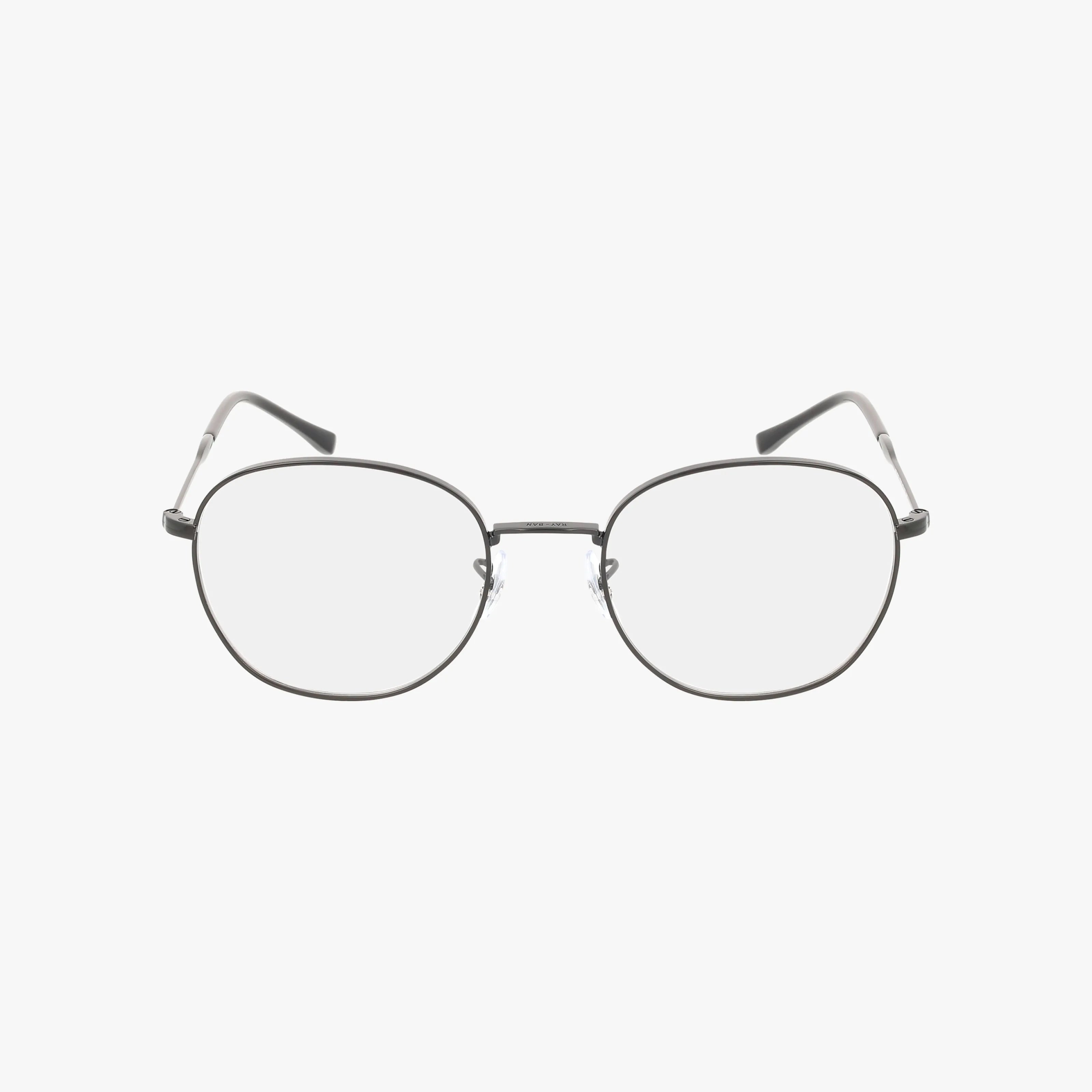 The RX6509 YEVI eyeglasses feature a lightweight metal frame with clear lenses, black temple tips, and adjustable nose pads, elegantly displayed on a white background.