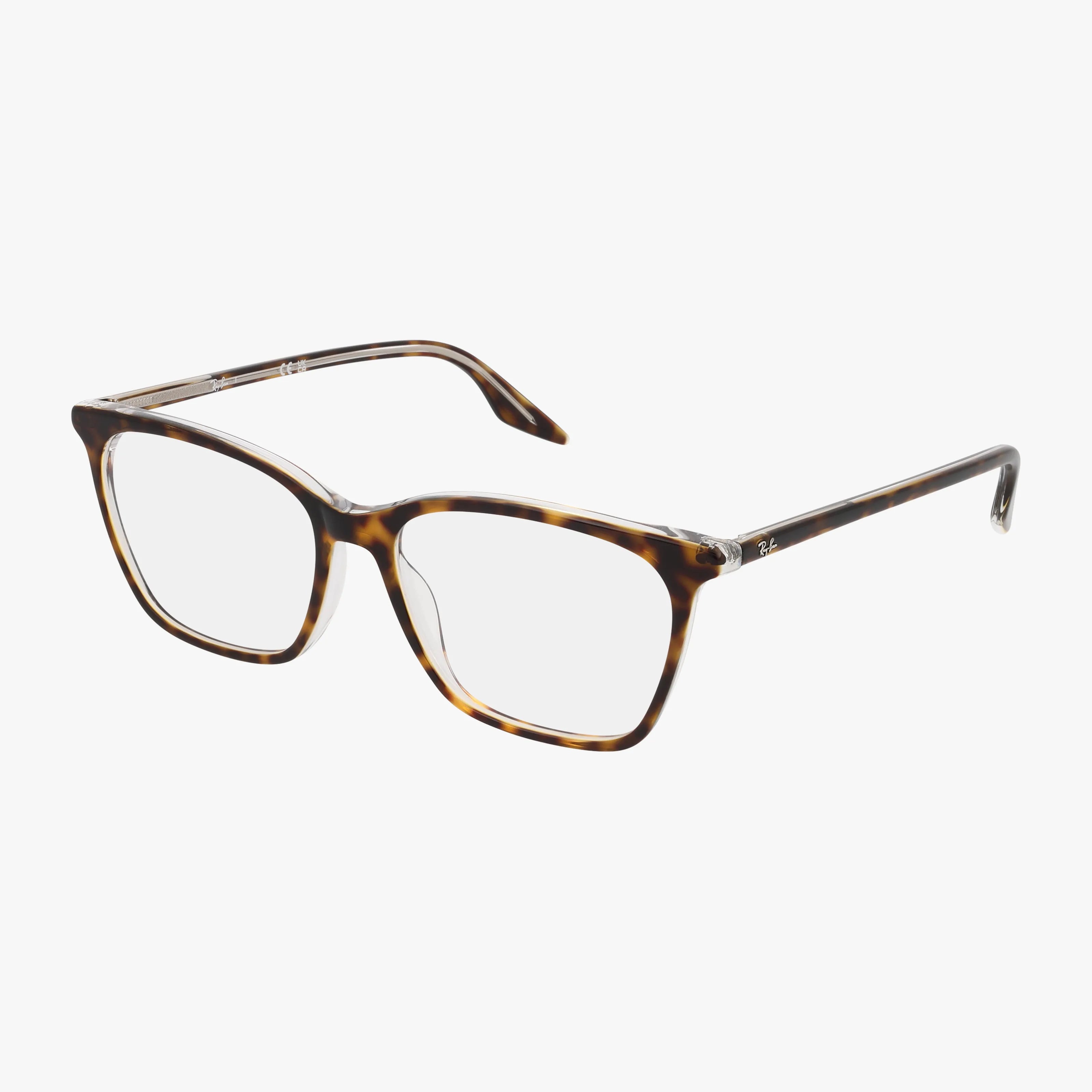 The RX5422 features rectangular clear lenses in a lightweight brown tortoiseshell frame, displayed on a white background.