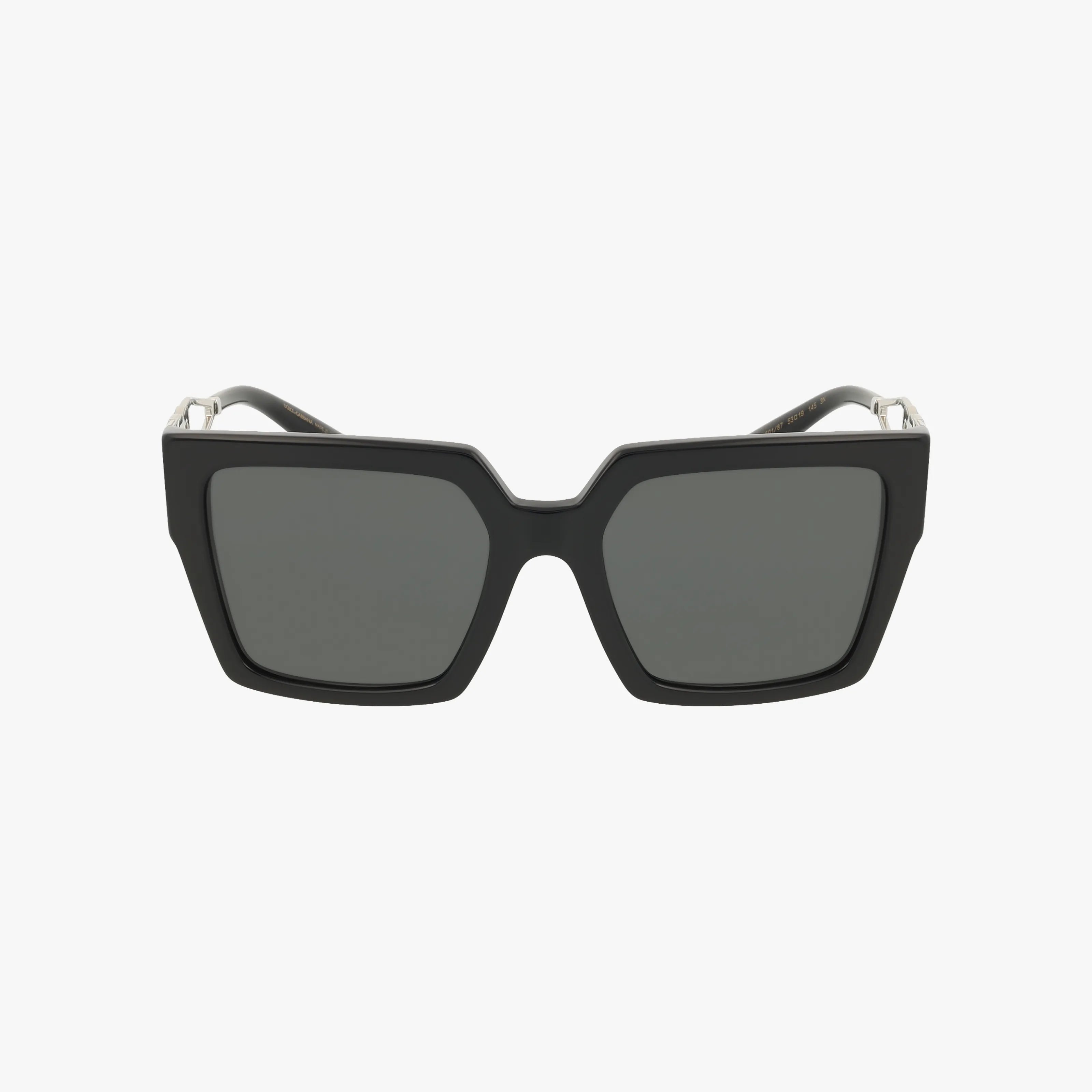 The DG4446B features durable, black oversized square sunglasses with dark lenses, displayed facing forward on a plain white background.