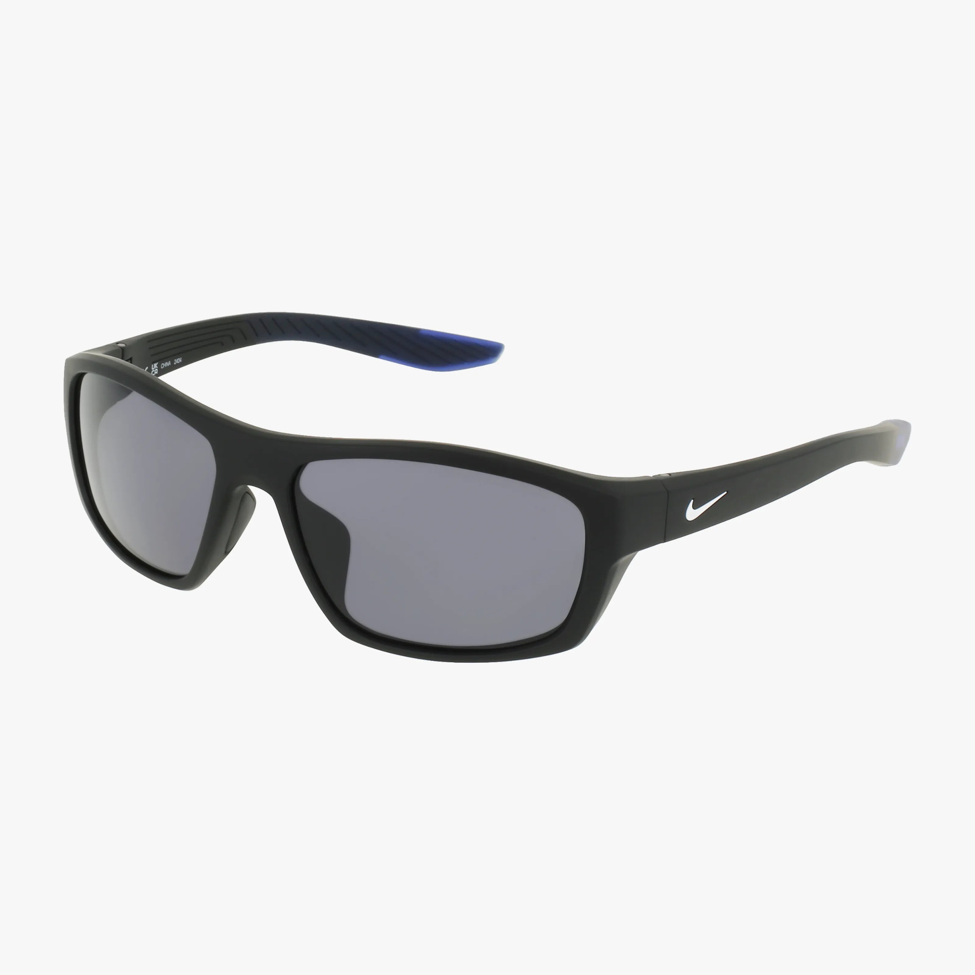 The NIKE FJ1975 sunglasses feature a sleek black frame, rectangular dark lenses, and a subtle white Nike swoosh on the arms—ideal for anyone shopping for glasses online.