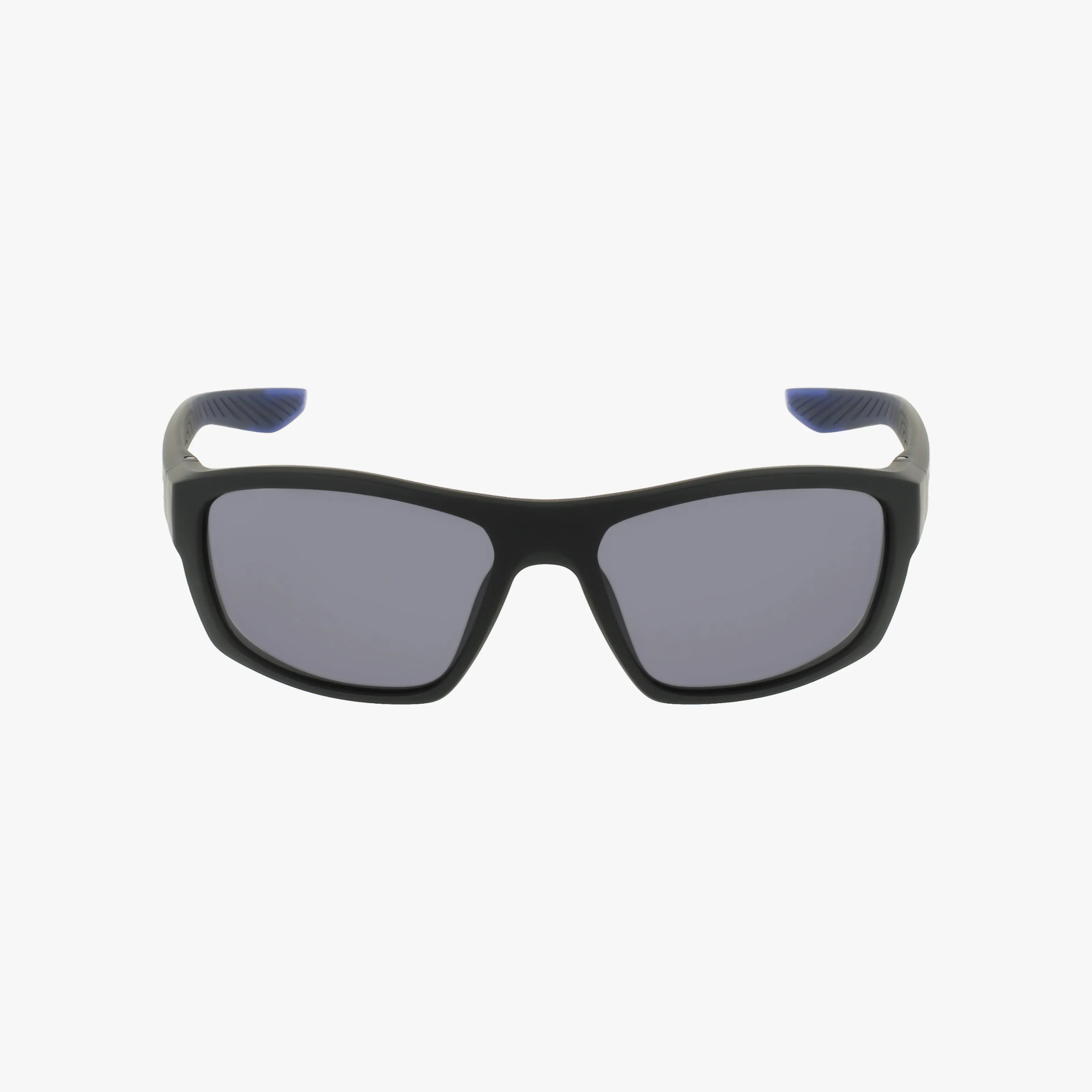 The NIKE FJ1975 are black rectangular sunglasses with dark tinted lenses, displayed front view on a plain white background—durable and stylish sunglasses, ideal for buying online.