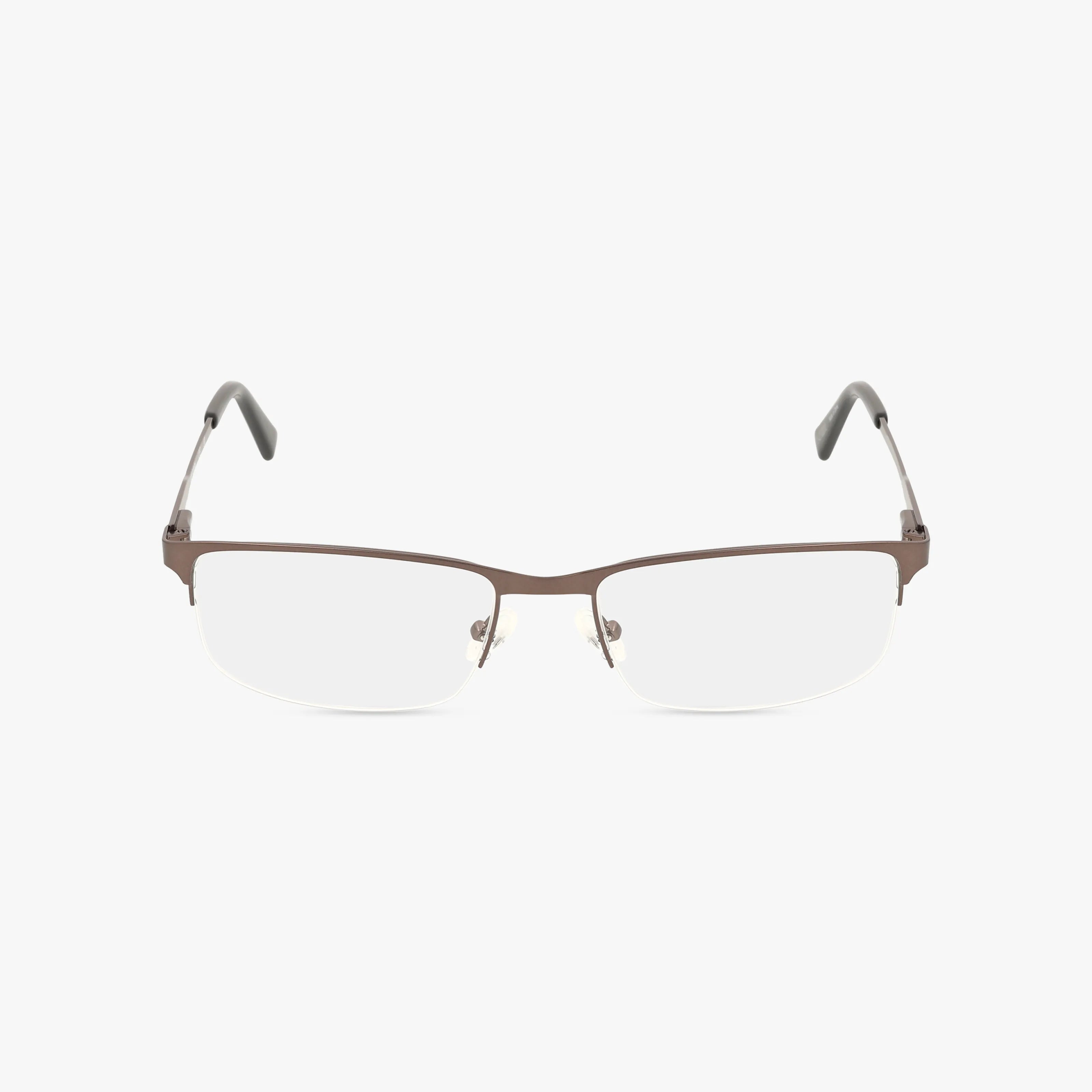 The HD759 is a pair of rectangular, rimless eyeglasses featuring thin metal frames and dark-colored temple tips, offering a refined look. Displayed on a white background.
