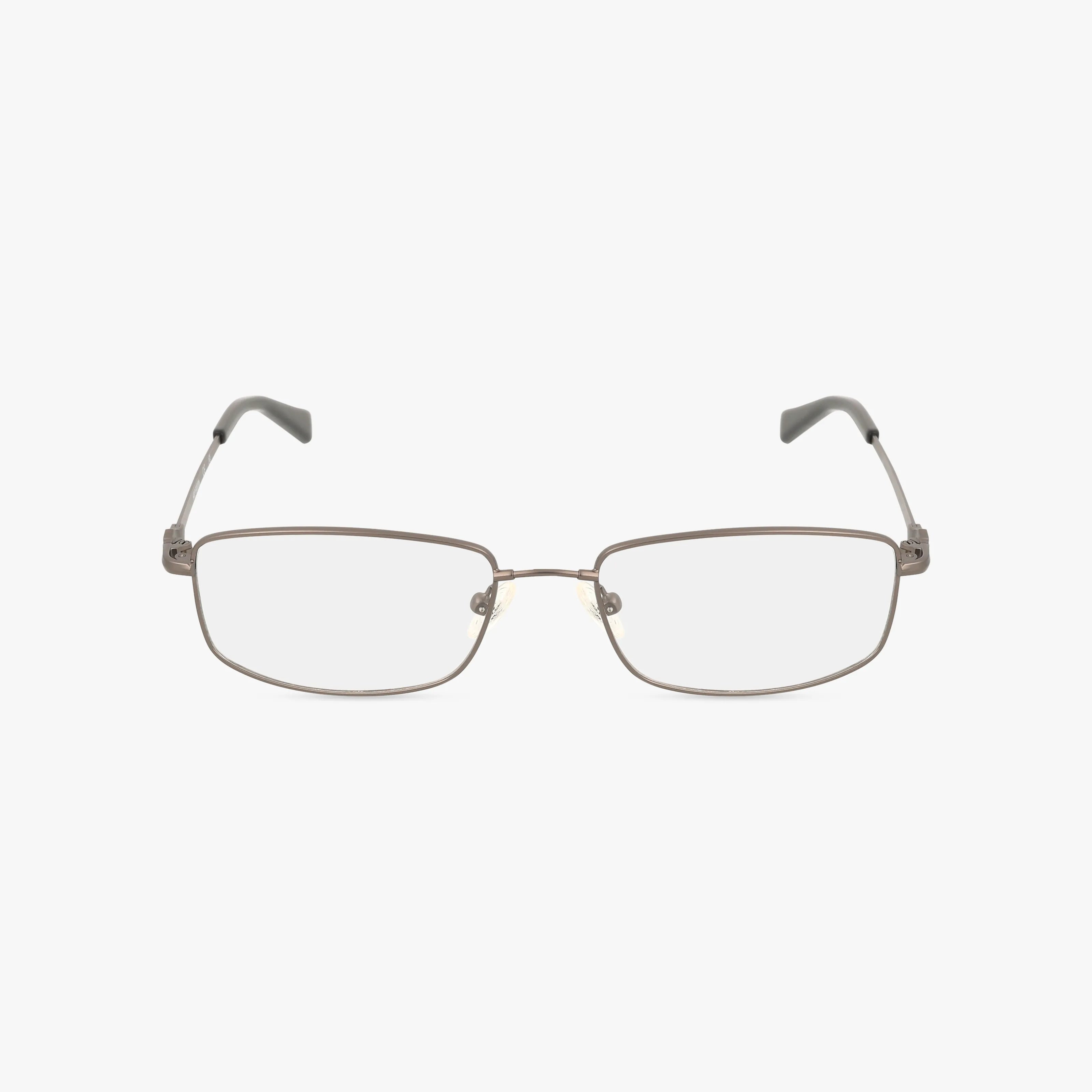 The HD0760 is a pair of rectangular eyeglasses featuring a stylish silver metal frame and clear Transitions lenses, displayed against a plain white background.
