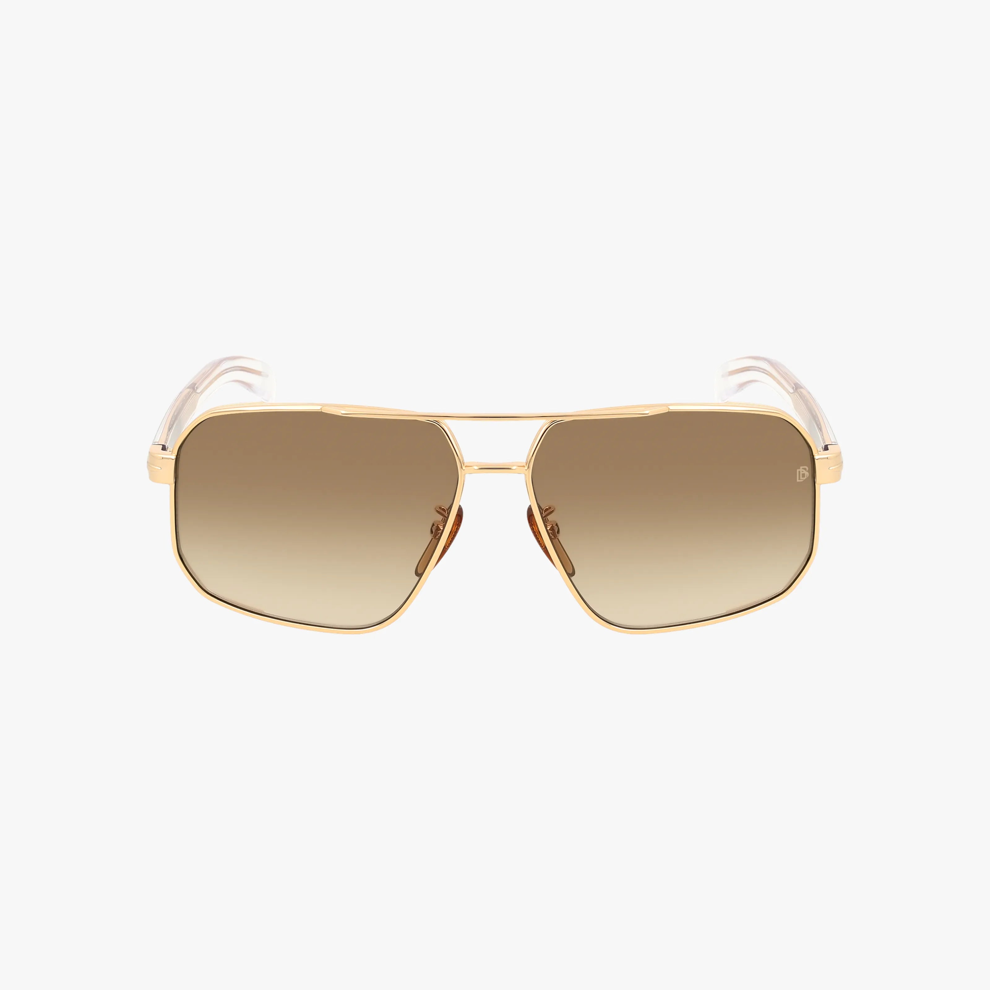 The DB 7102/S features gold frames and brown gradient lenses in a classic aviator style, perfect for outdoor adventures, showcased against a plain white background.