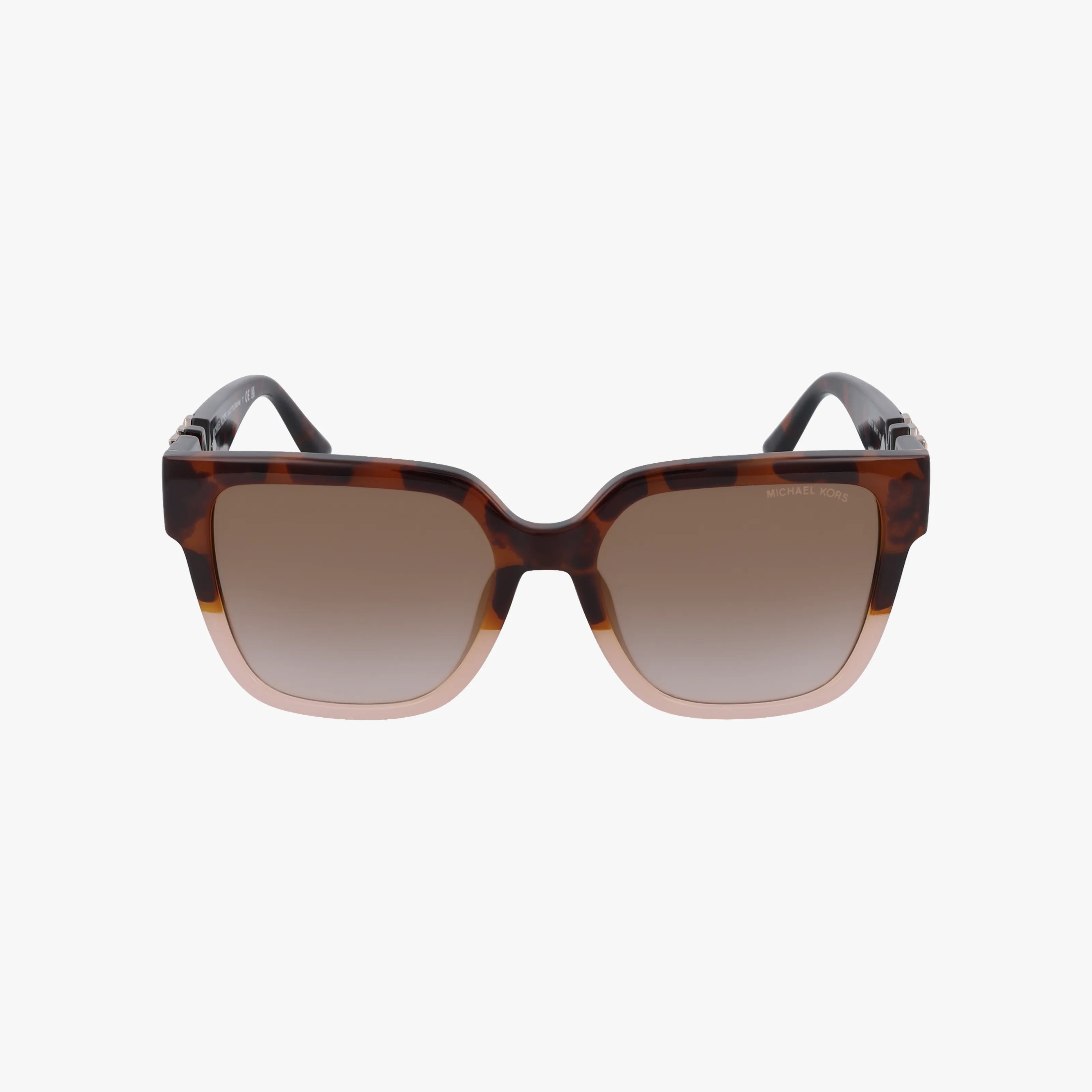 Fashion-forward MK2170U square chunky sunglasses with brown tortoiseshell frames and gradient brown lenses, set on a white background. Ideal for adding a Michael Kors-inspired touch to your look.
