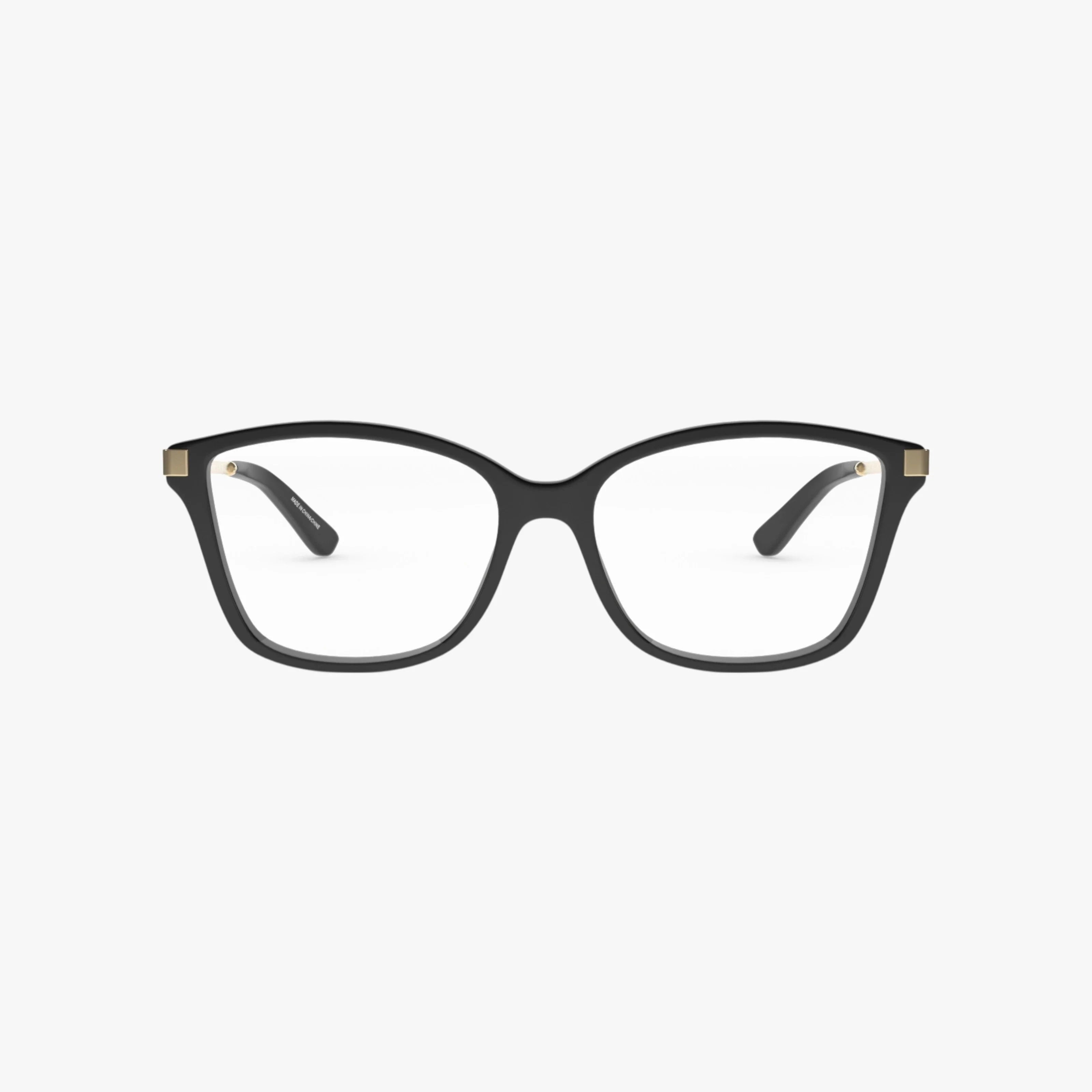 The MK4105BU features rectangular black frames with clear lenses, gold hinge accents, and gently curved arms, showcased on a plain white background.