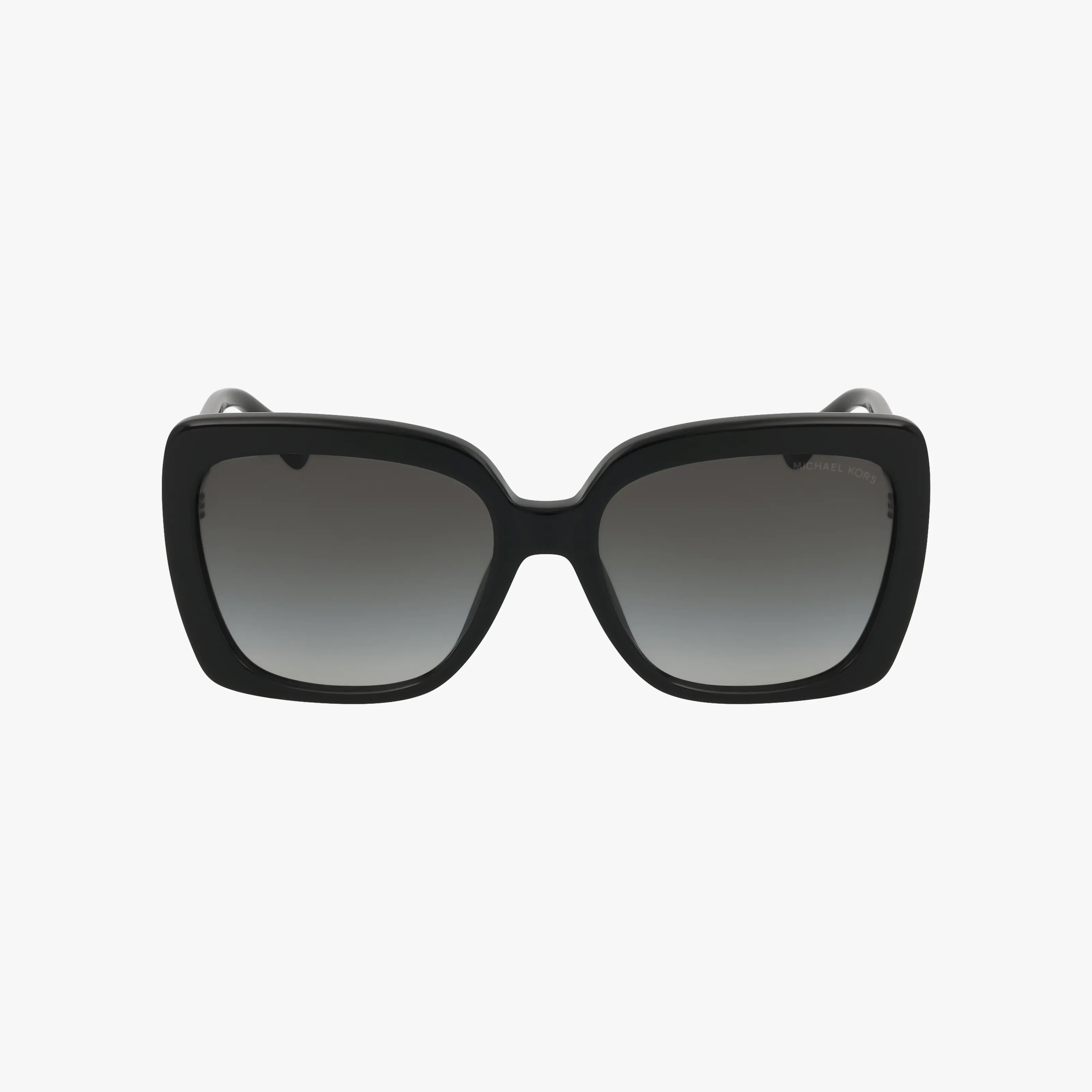 The MK2213 sunglasses feature a black oversized square frame with a classic design and dark gradient lenses, displayed against a plain white background to showcase their durability.