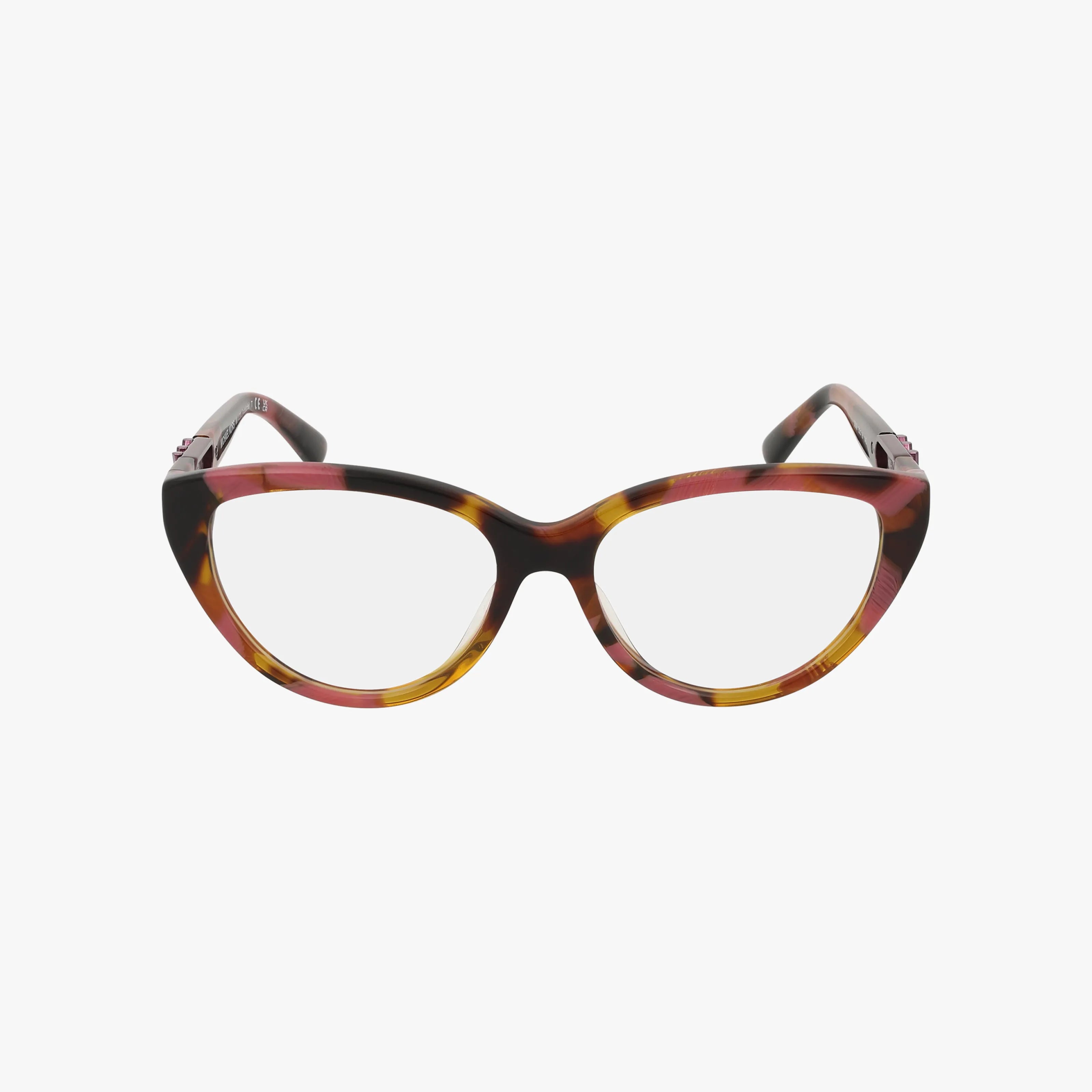 The MK4120U cat-eye glasses feature a multicolored tortoise frame in brown, yellow, and pink hues, highlighting Michael Kors designer style against a plain white background.