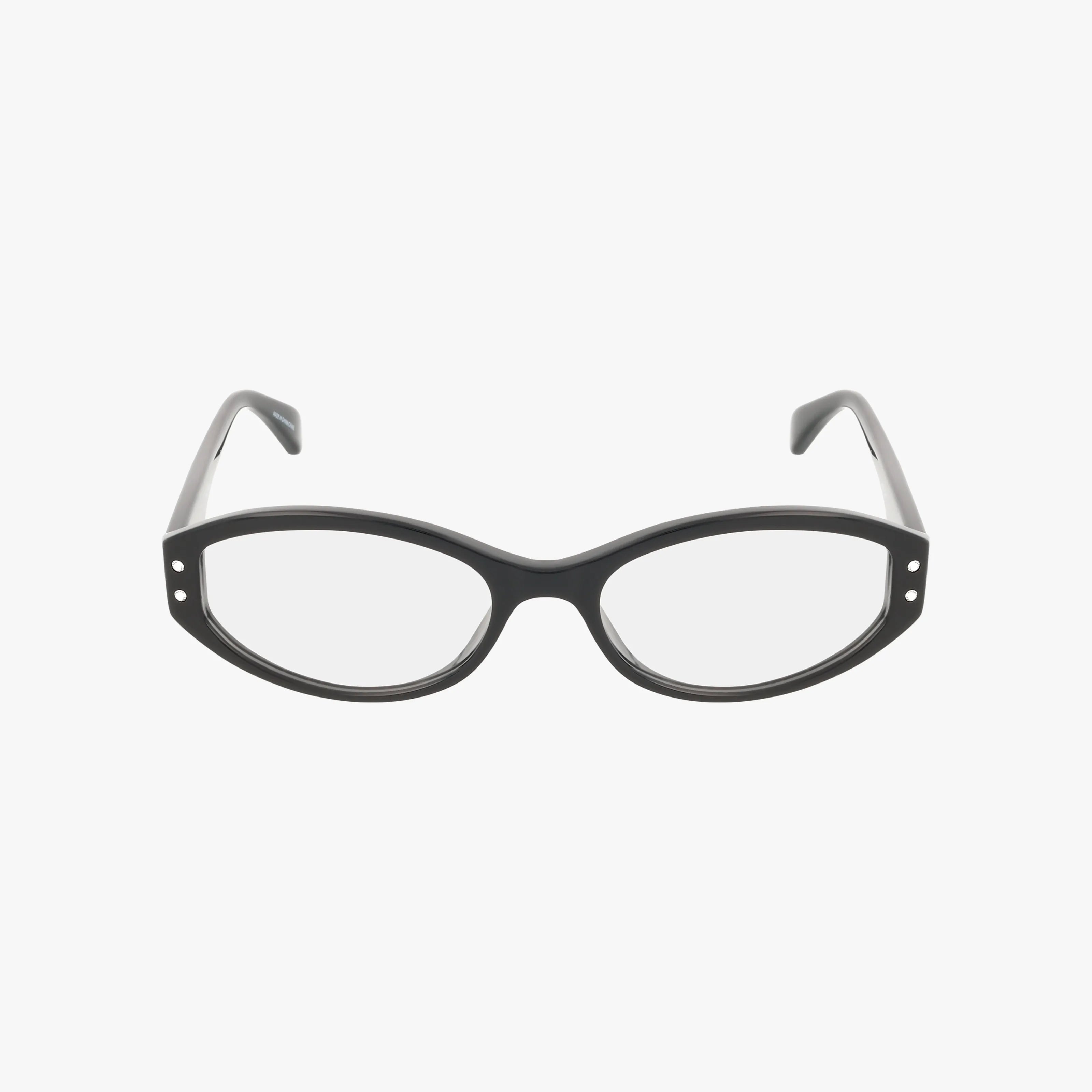 The MK4139B features black, oval-shaped eyewear with clear lenses and thick frames in a lightweight design, displayed against a white background.
