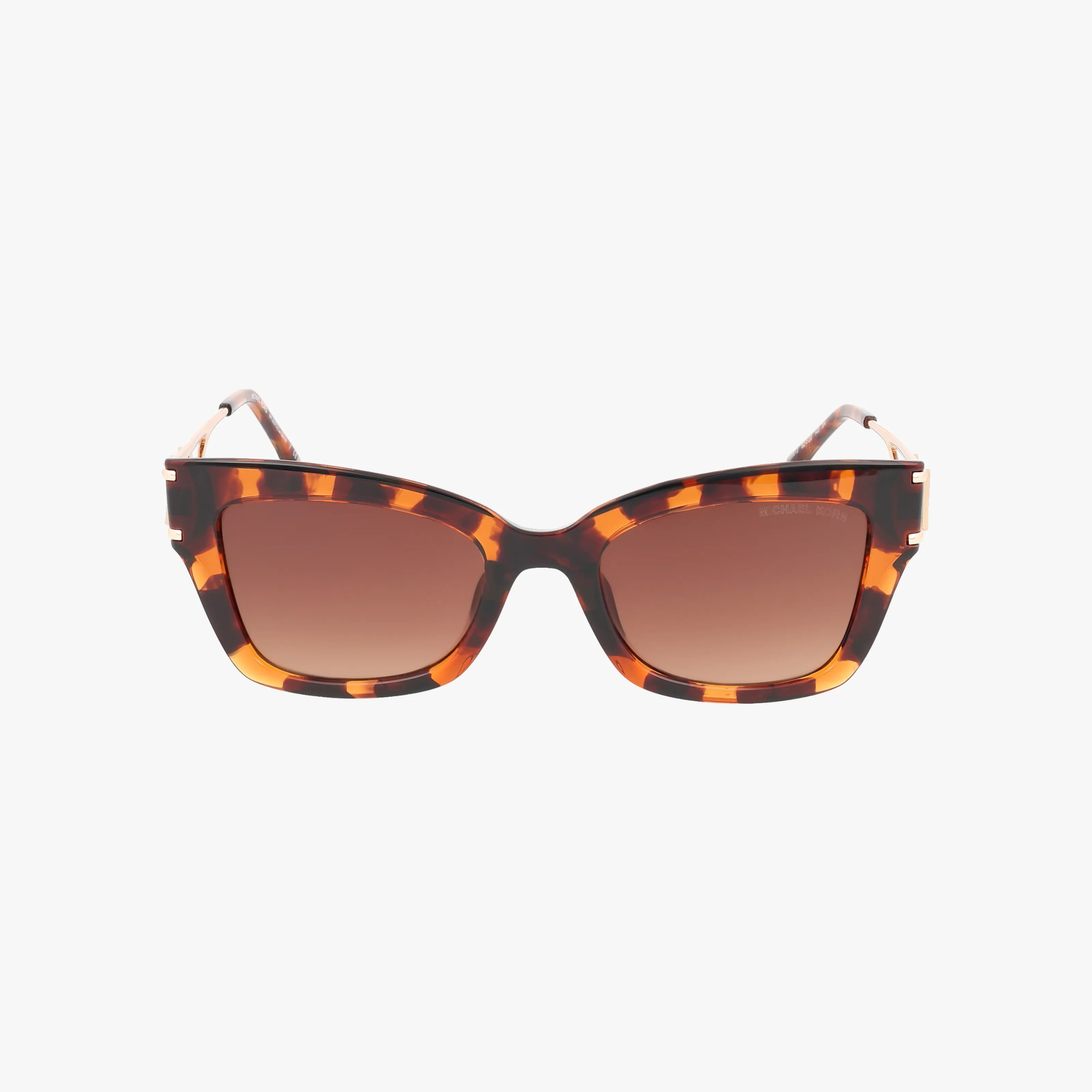 The MKS2237U cat-eye sunglasses feature a lightweight tortoiseshell frame and brown gradient lenses, shown on a white background.