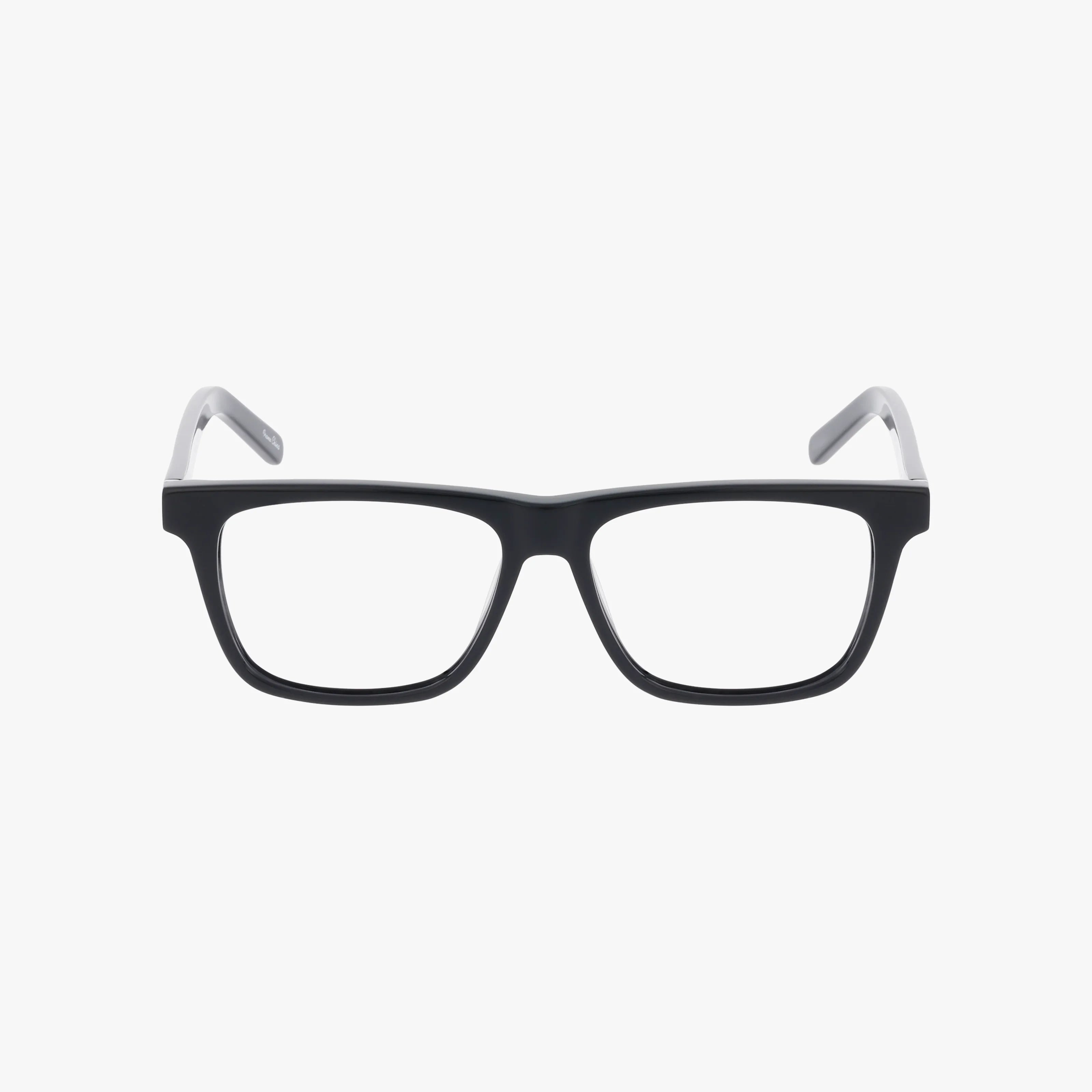 The ALIEN eyeglasses feature a black rectangular fashion frame with slightly curved corners and white inner arms, perfect for prescription lenses, shown on a plain white background.