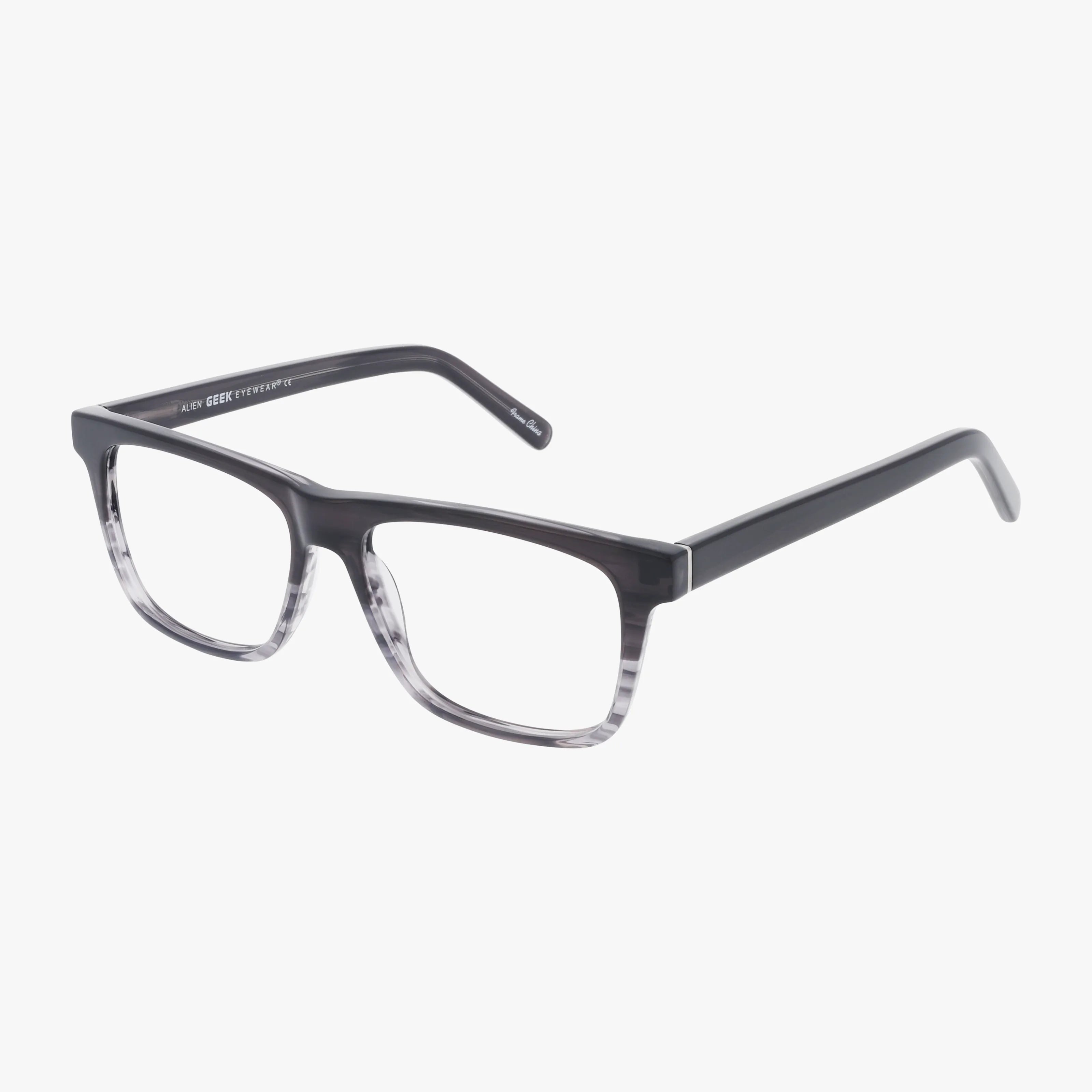 The ALIEN rectangular eyewear features black frames that fade to transparent at the bottom, creating a modern fashion look, shown on a white background.