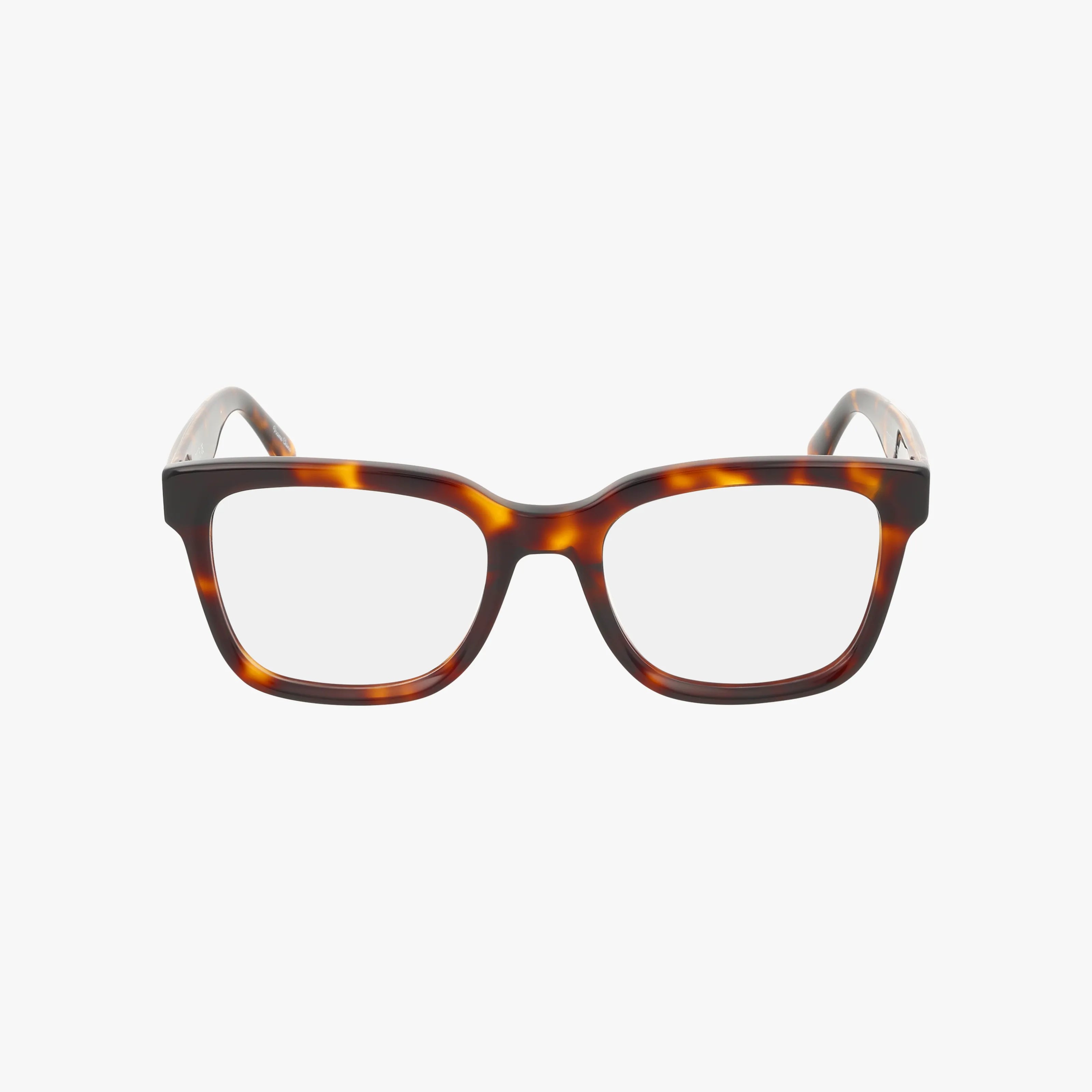 HIPVUE rectangular eyeglasses feature a durable brown tortoiseshell pattern frame, displayed from the front on a plain white background.