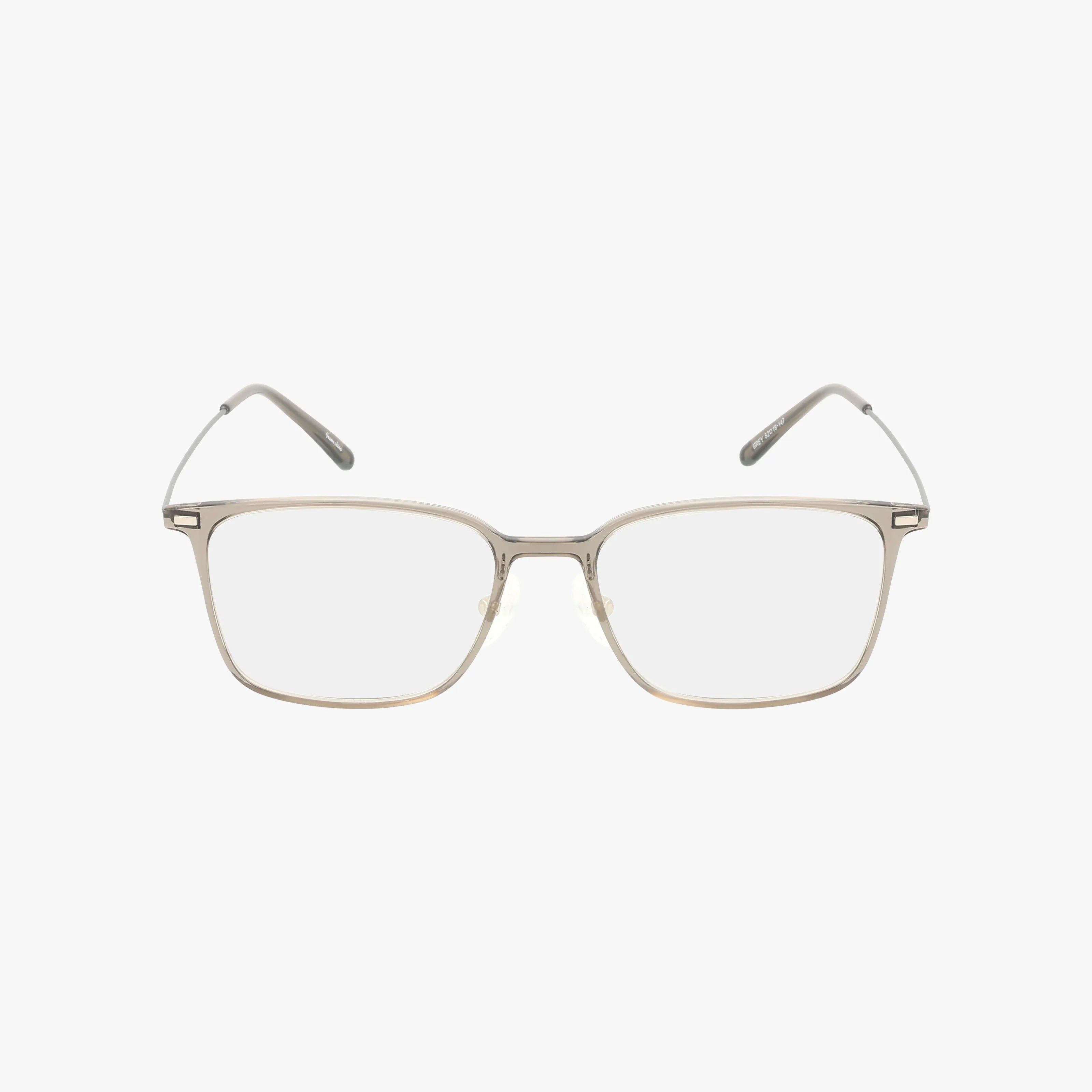 The TI 27 is a pair of rectangular eyeglasses with clear lenses, slim light-metal frames, and straight arms, featuring a distinctive design and shown against a plain white background.