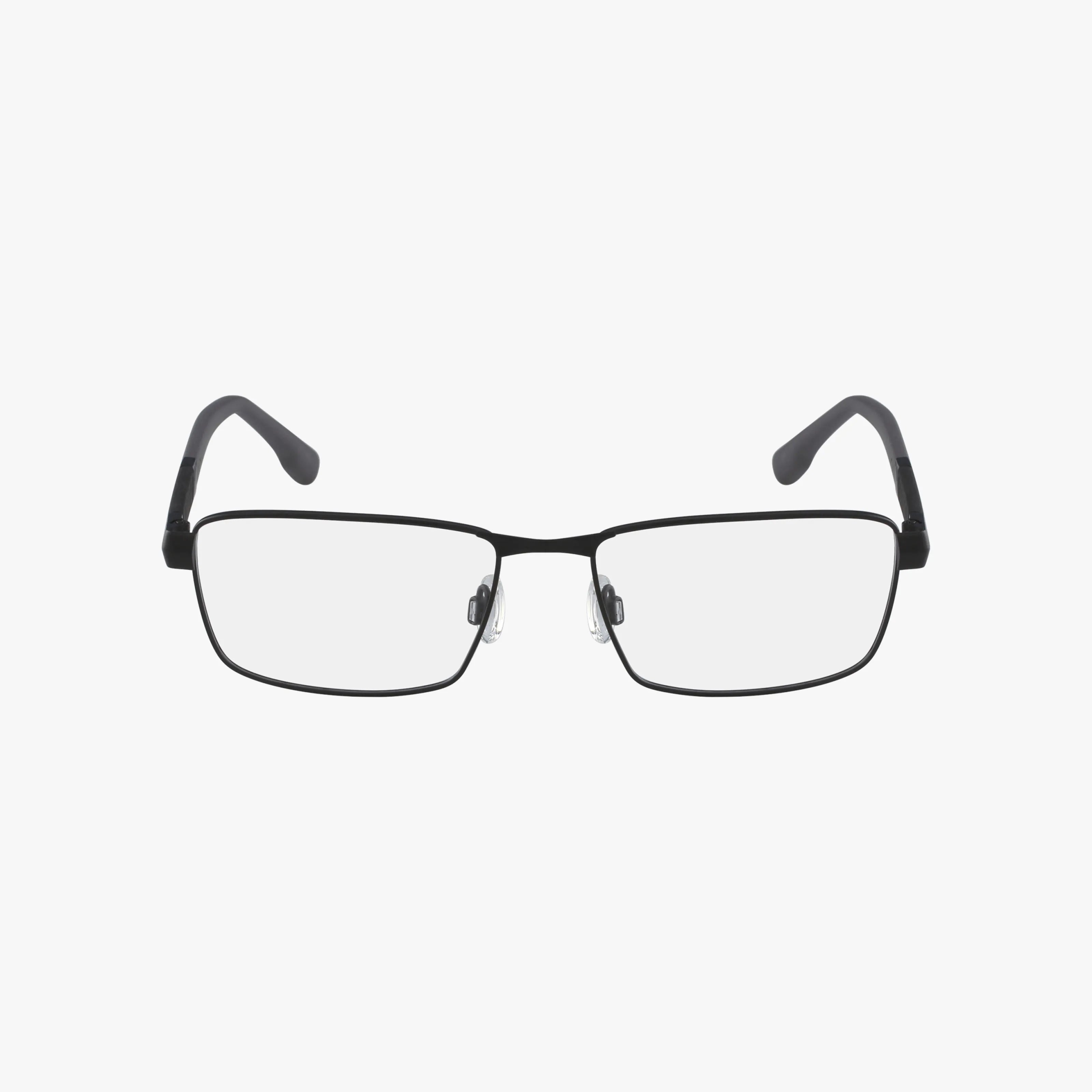 The E1111 eyeglasses feature a classic rectangular shape, thin black metal frame, lightweight design, and clear lenses, displayed front-facing on a plain white background.