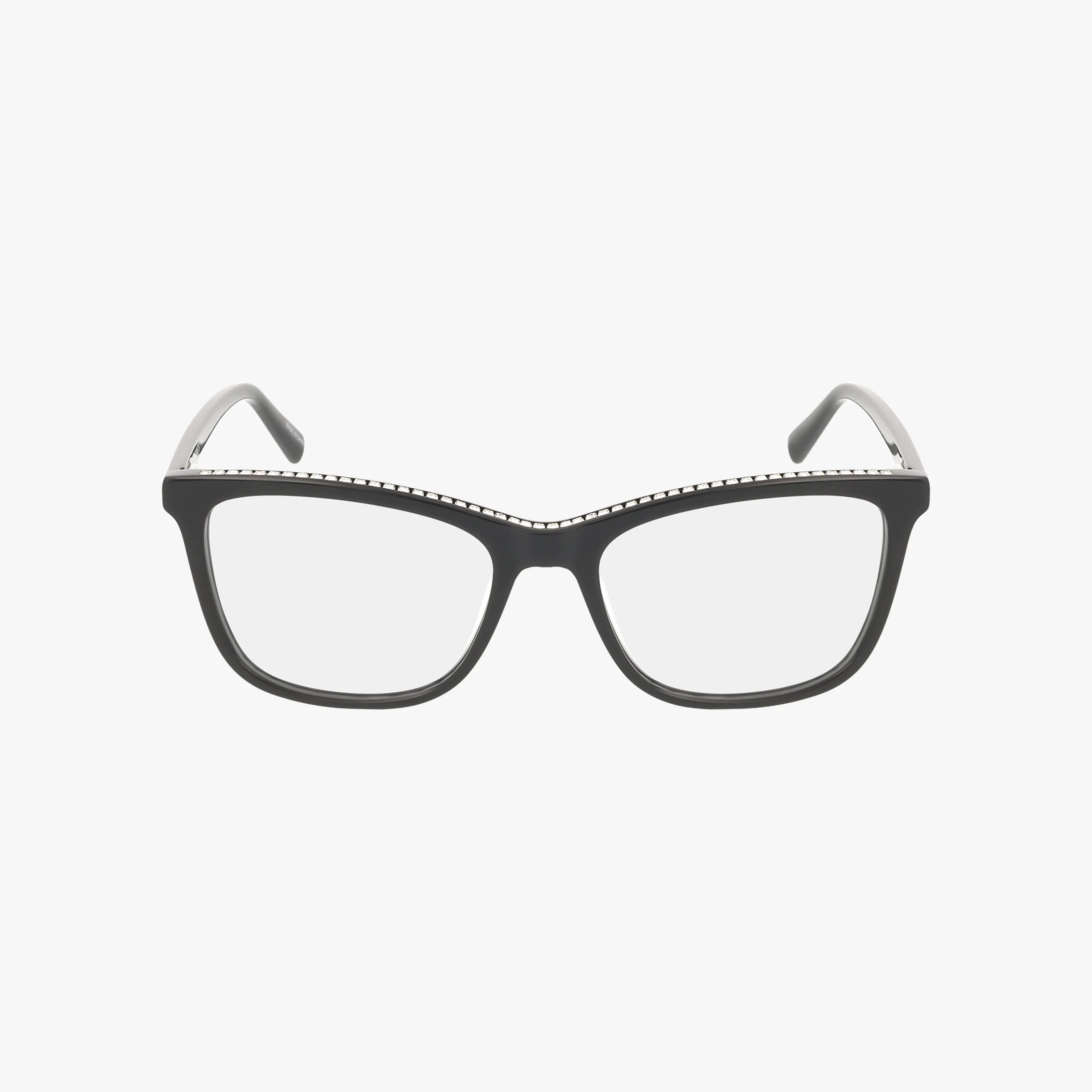 The VJON794 eyeglasses feature a stylish black rectangular frame with clear progressive lenses and a subtle top-edge pattern, shown against a plain white background.
