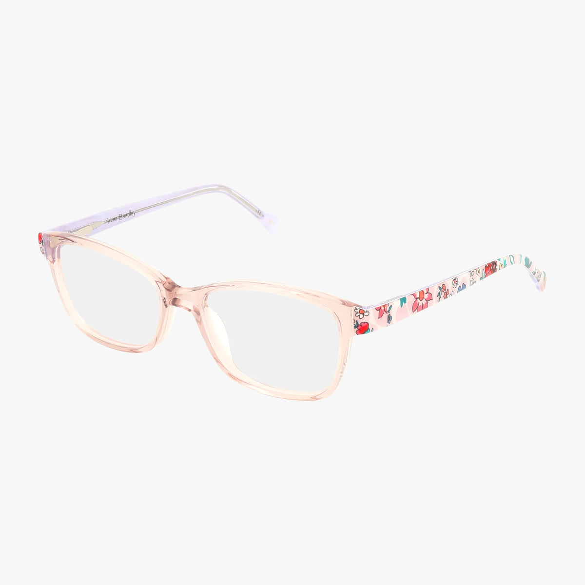 Vera Bradley Clear Frame Sunglasses with Patterned Temples - Smoke Lenses VB Shanna Eyeglasses Frames by Vera Bradley main image 3
