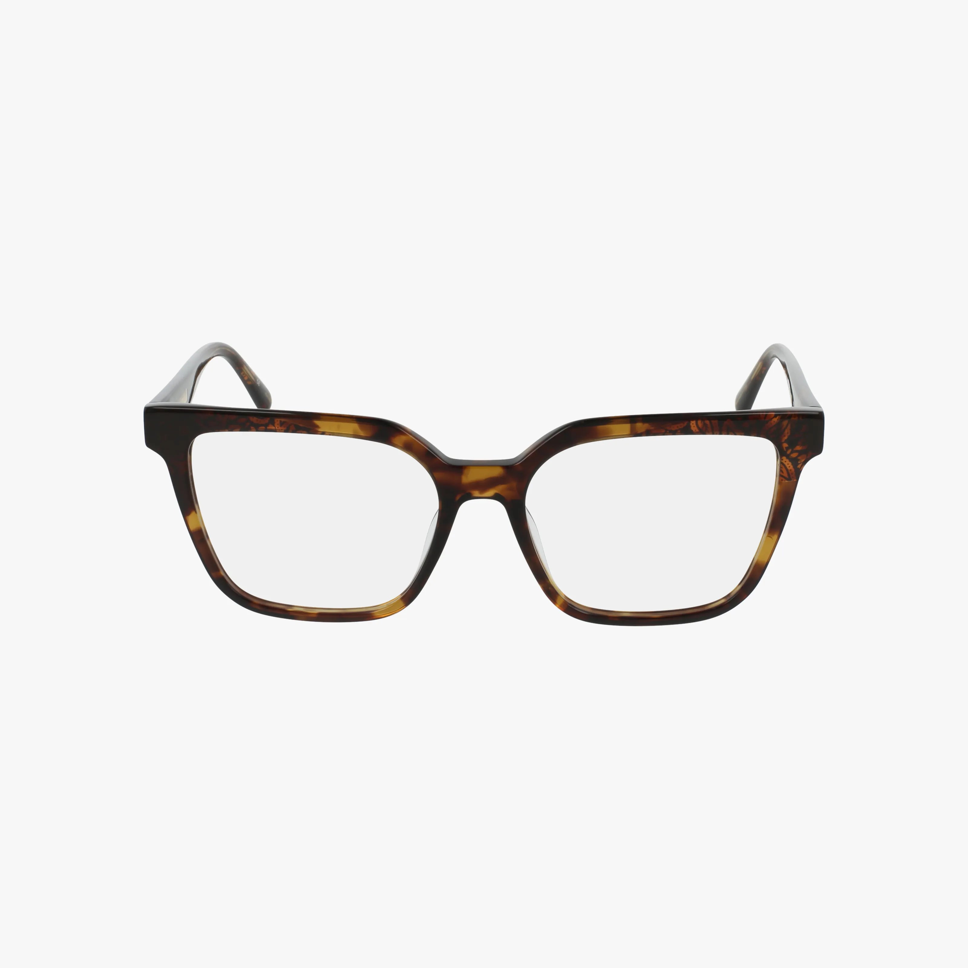 The CASHIE eyeglasses feature square-shaped frames in a brown tortoiseshell pattern, combining a durable design with stylish appeal—perfect for daily wear. Displayed on a plain white background.