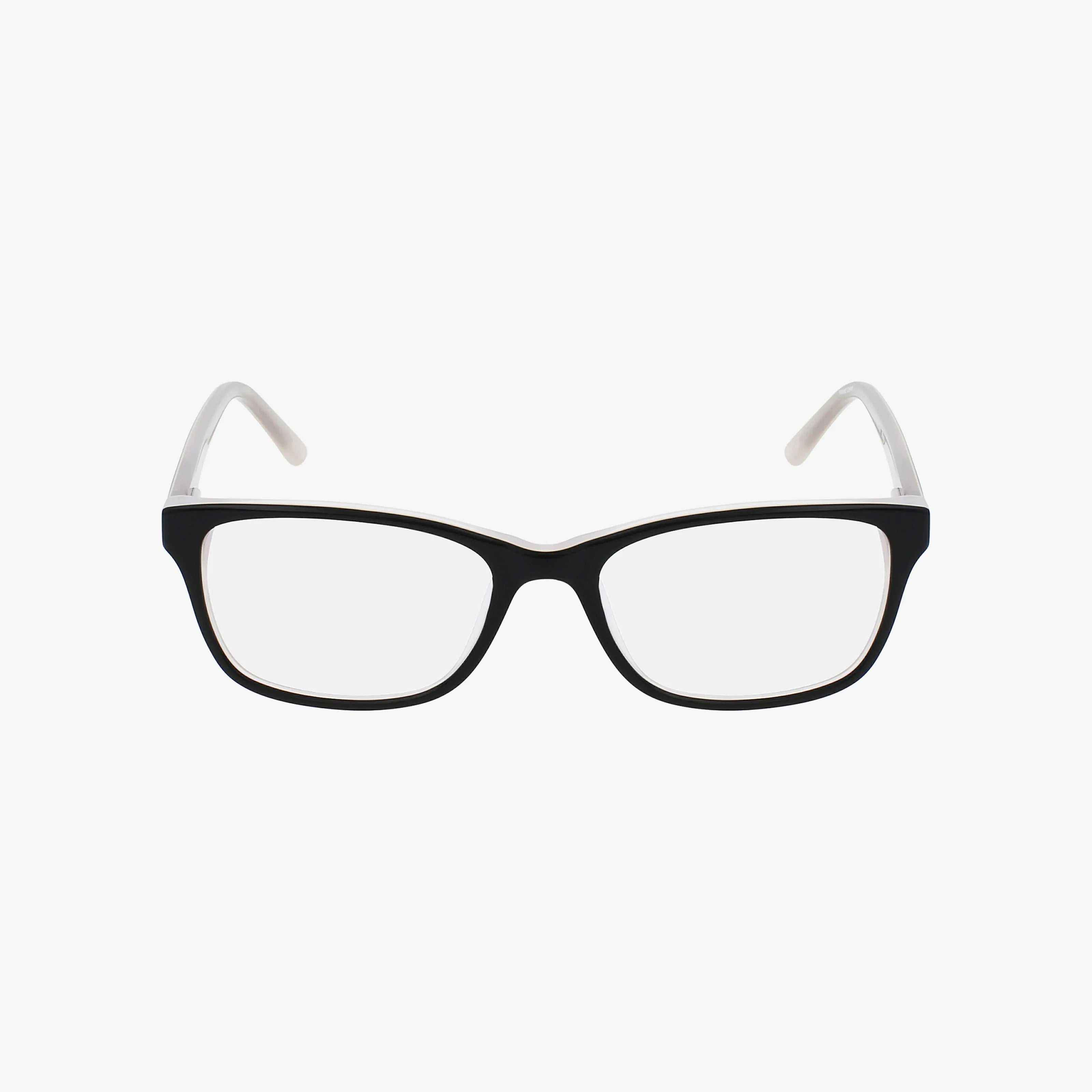The BB5075 features black rectangular eyewear with a lightweight frame, clear lenses, and white temple arms, displayed on a plain white background.