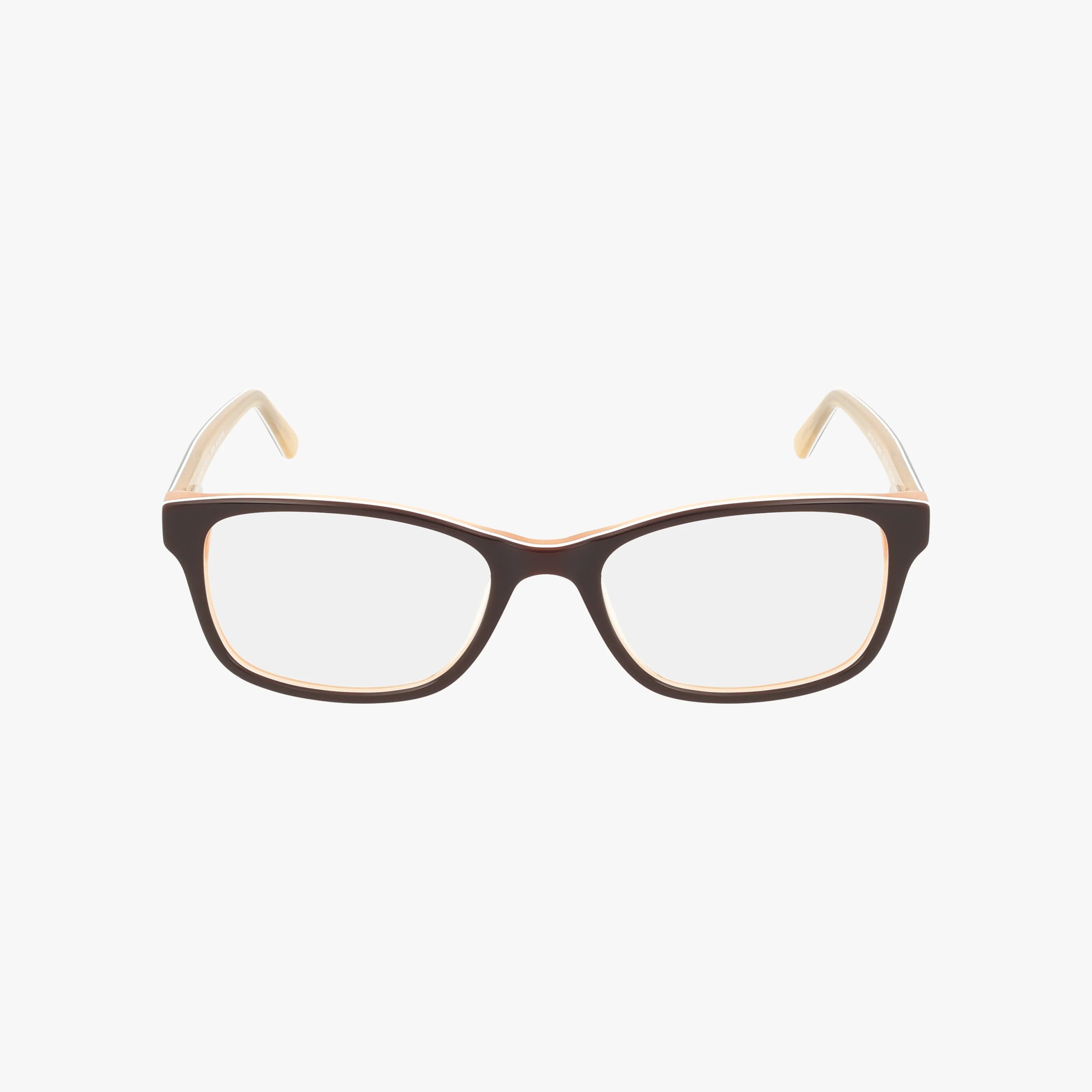 A pair of BB5075 rectangular eyewear with dark brown, lightweight frames and light-colored temple arms, displayed on a plain white background.