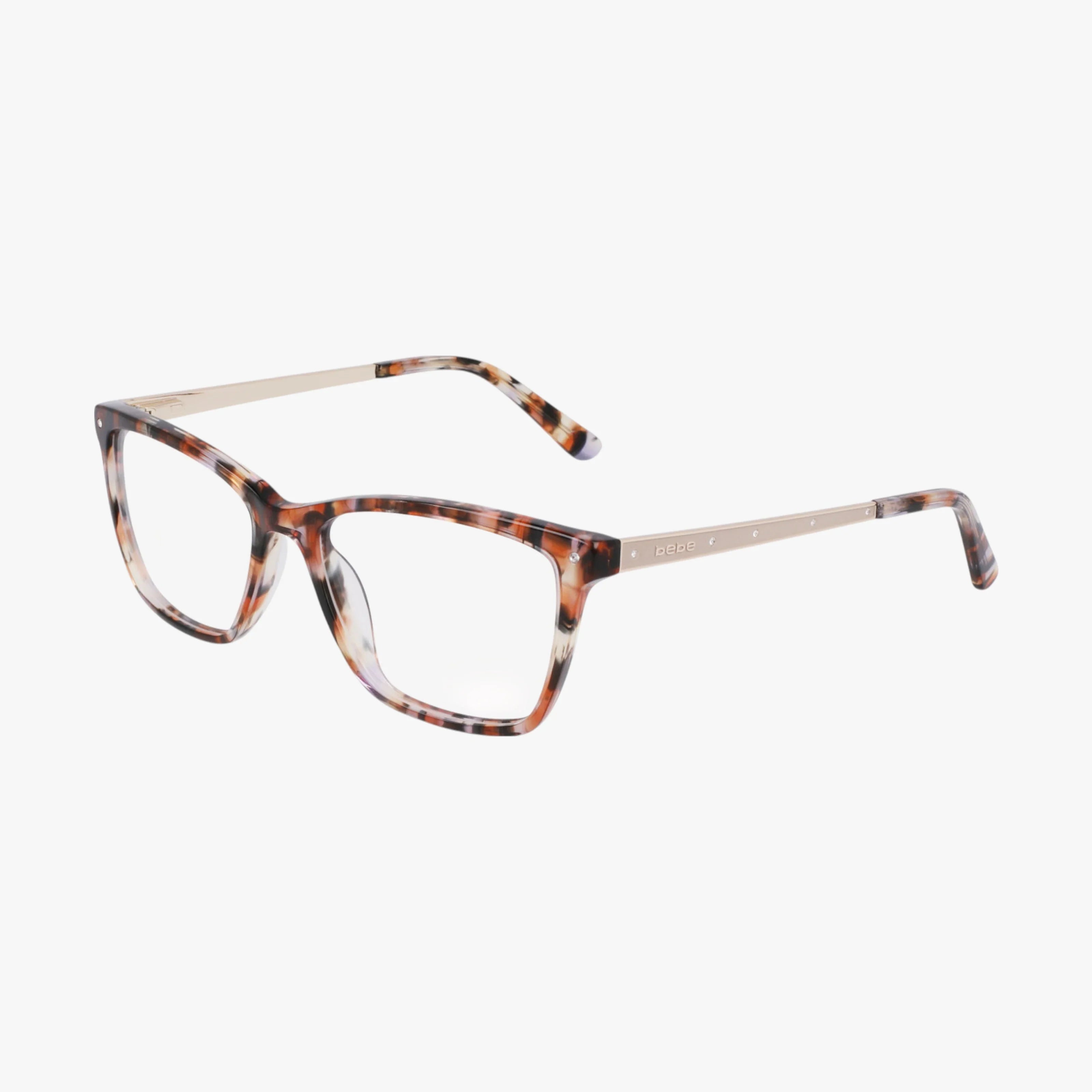 The BB5231 eyeglasses feature tortoiseshell rectangular frames with thin metal arms in a lightweight design, displayed against a white background.