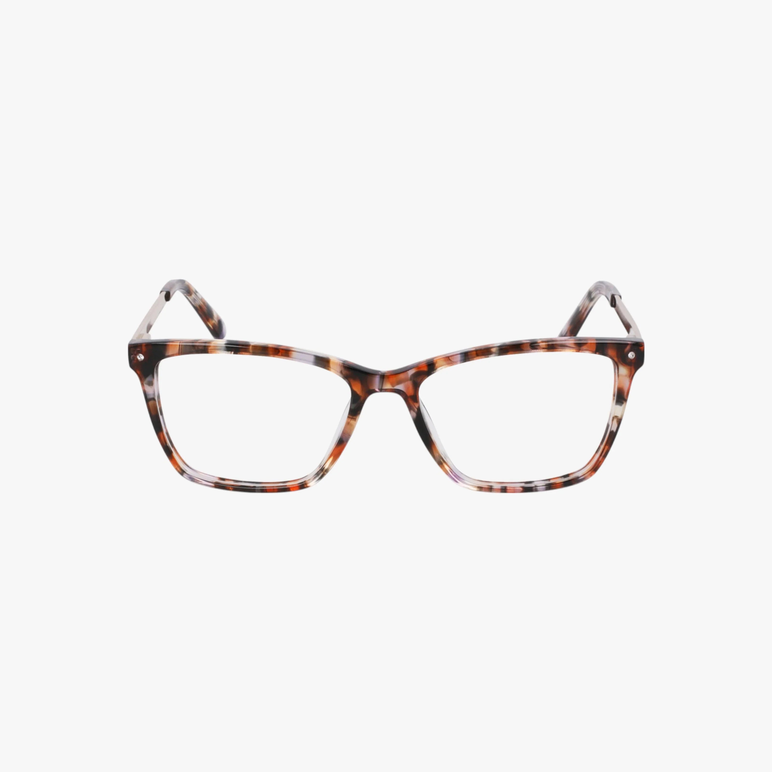 BB5231 tortoiseshell cat-eye eyeglasses with clear blue light lenses and a lightweight design, displayed on a white background.