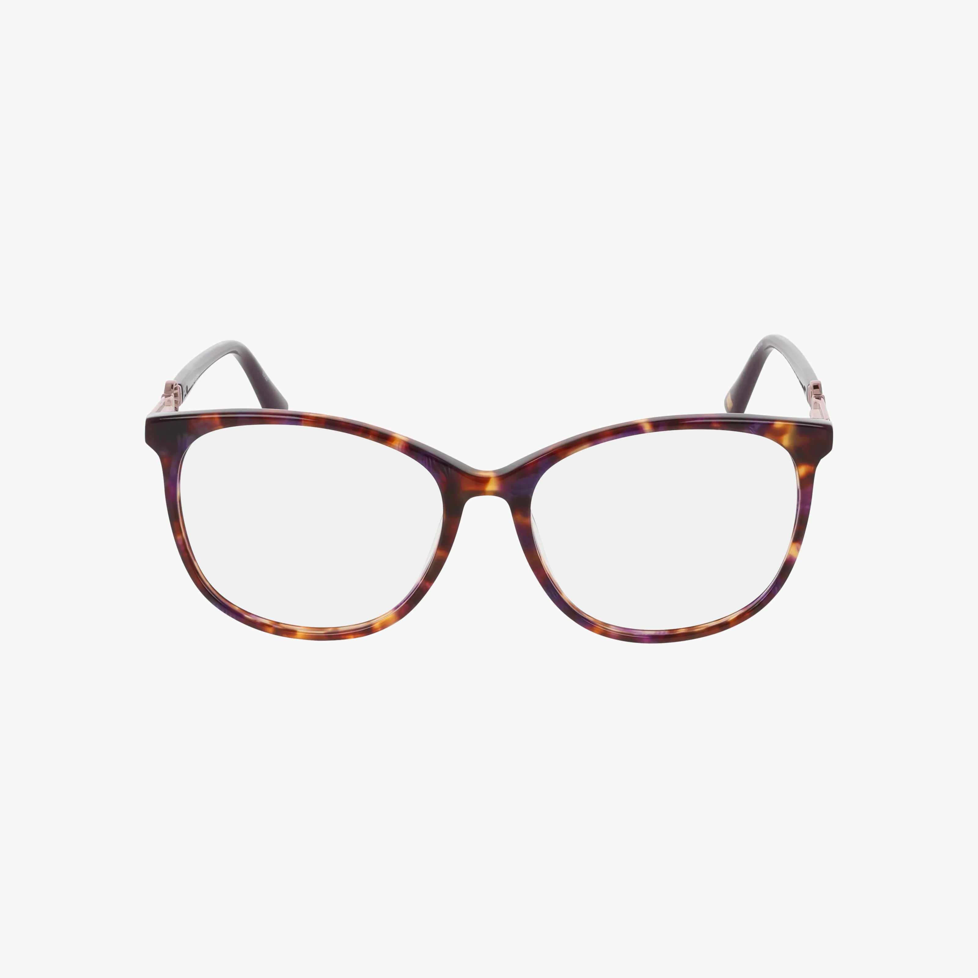 The AK5102 eyeglasses feature rounded rectangular lenses and a tortoiseshell-patterned frame with a robust design for lasting elegance, displayed on a white background.