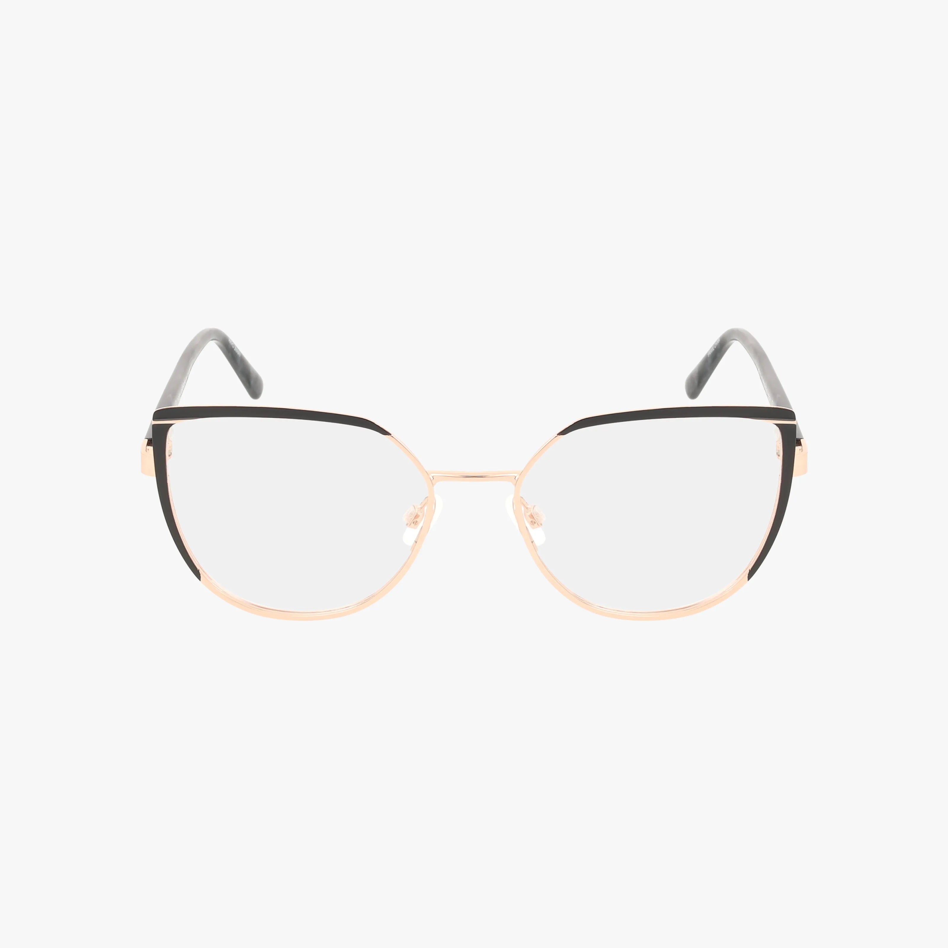 The BB5219 eyeglasses feature a contemporary gold and black thin metal frame with clear lenses and black-tipped temple arms, displayed against a plain white background.
