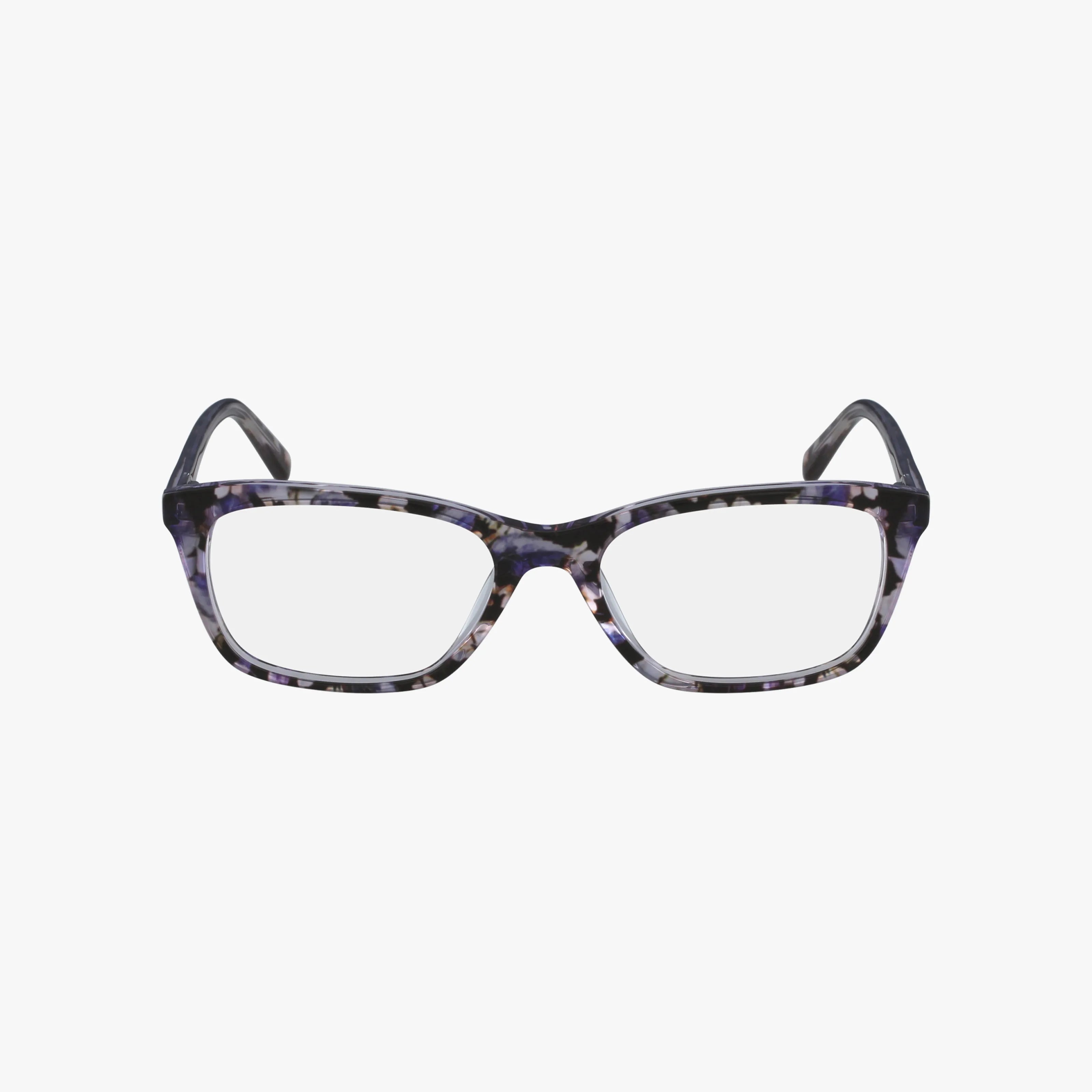 The BB5415 rectangular eyeglasses feature a marbled black, white, and purple frame for a modern look. Shown front-facing on a white background, they’re ideal for lightweight comfort and perfect for online eyewear shoppers.