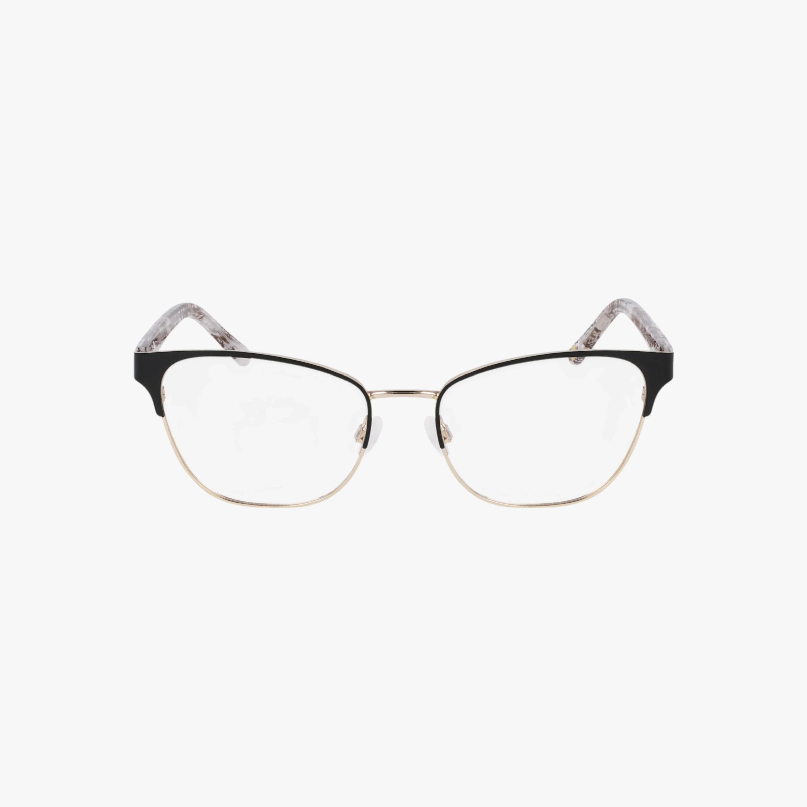 The AK5118 features modern gold wire frames with black accents on the upper rims and clear marbled temples, shown on a white background.