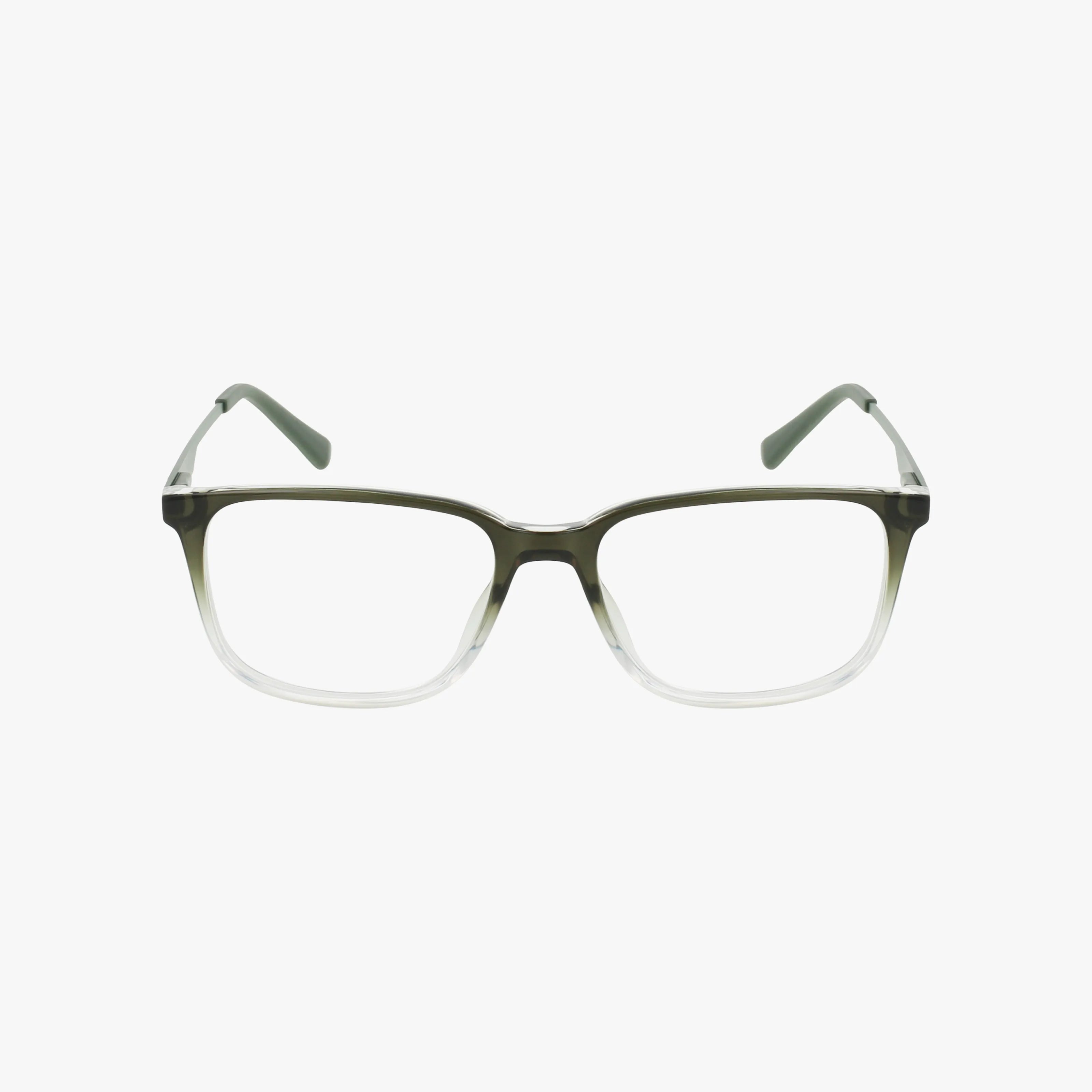 The JOE4115 eyeglasses feature a rectangular frame with a gradient design transitioning from dark at the top to clear at the bottom, showcased on a white background—ideal for modern eyewear lovers.