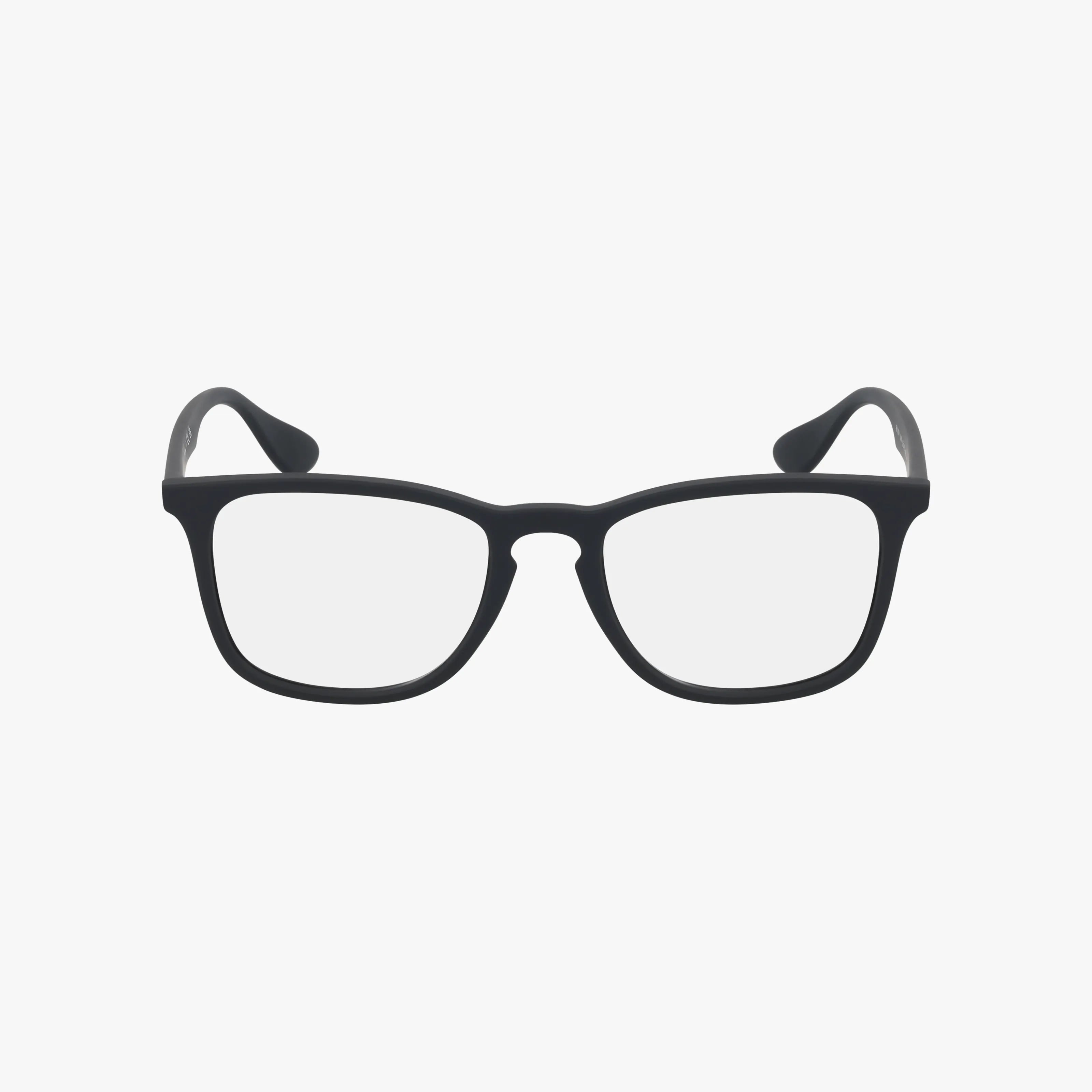 The RX7074 eyeglasses feature a stylish black rectangular frame with clear lenses and a lightweight design, displayed on a plain white background.