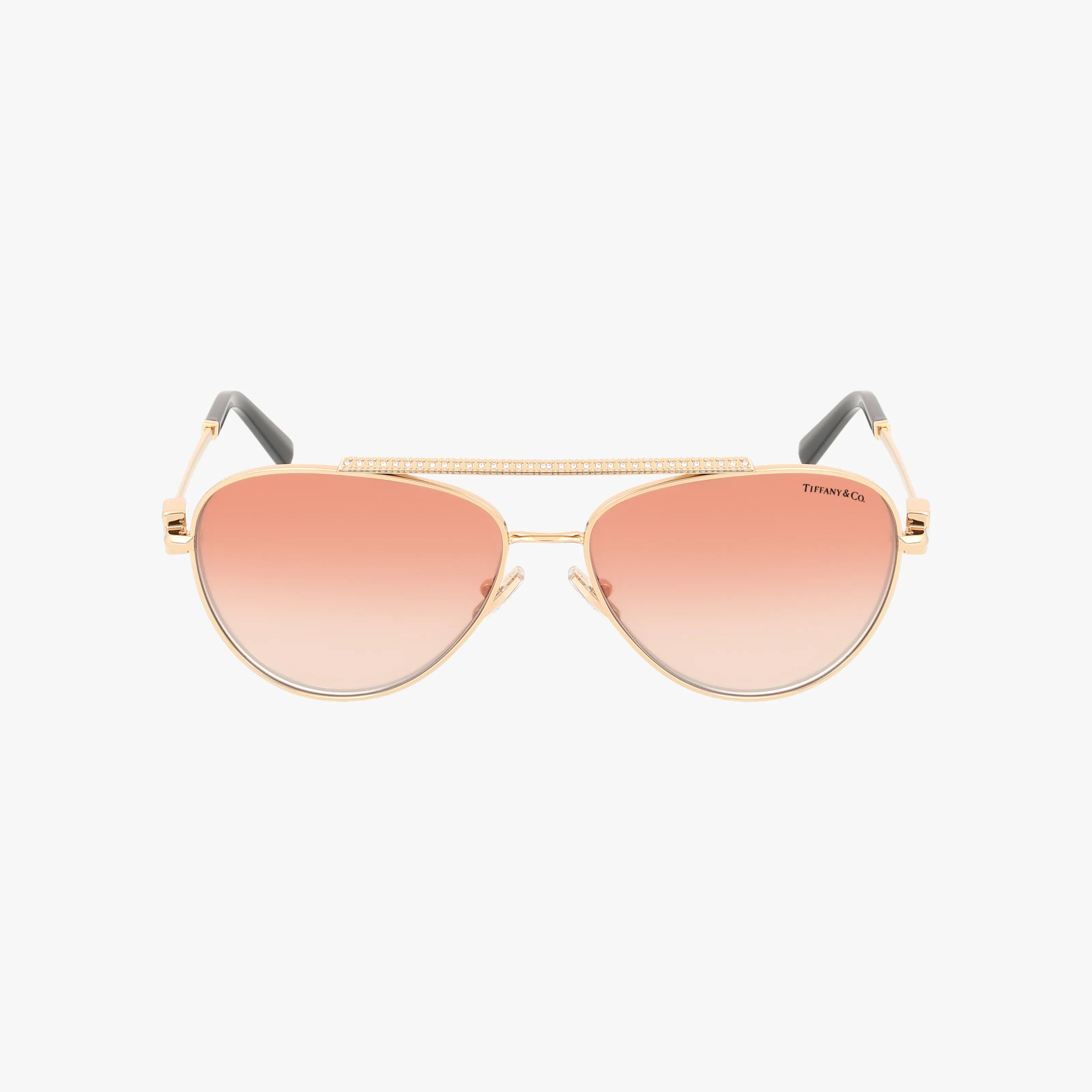 TF3101B gold aviator fashion sunglasses with pink gradient lenses, a decorative bar above the bridge, and black temple tips, shown on a plain white background.