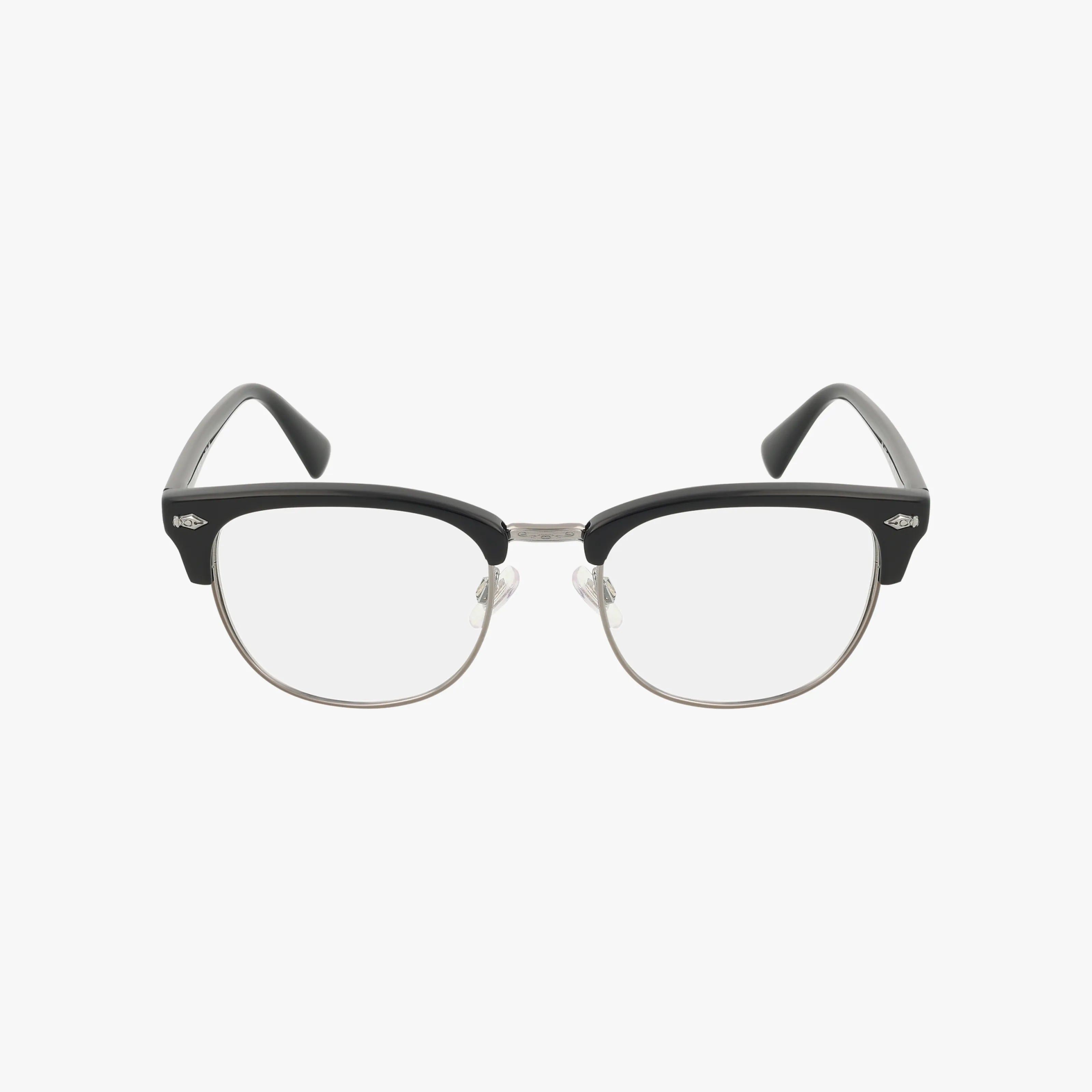 The PH2277 eyeglasses feature a contemporary design with clear lenses, black upper frames, silver lower rims, and black temple arms, shown against a white background.
