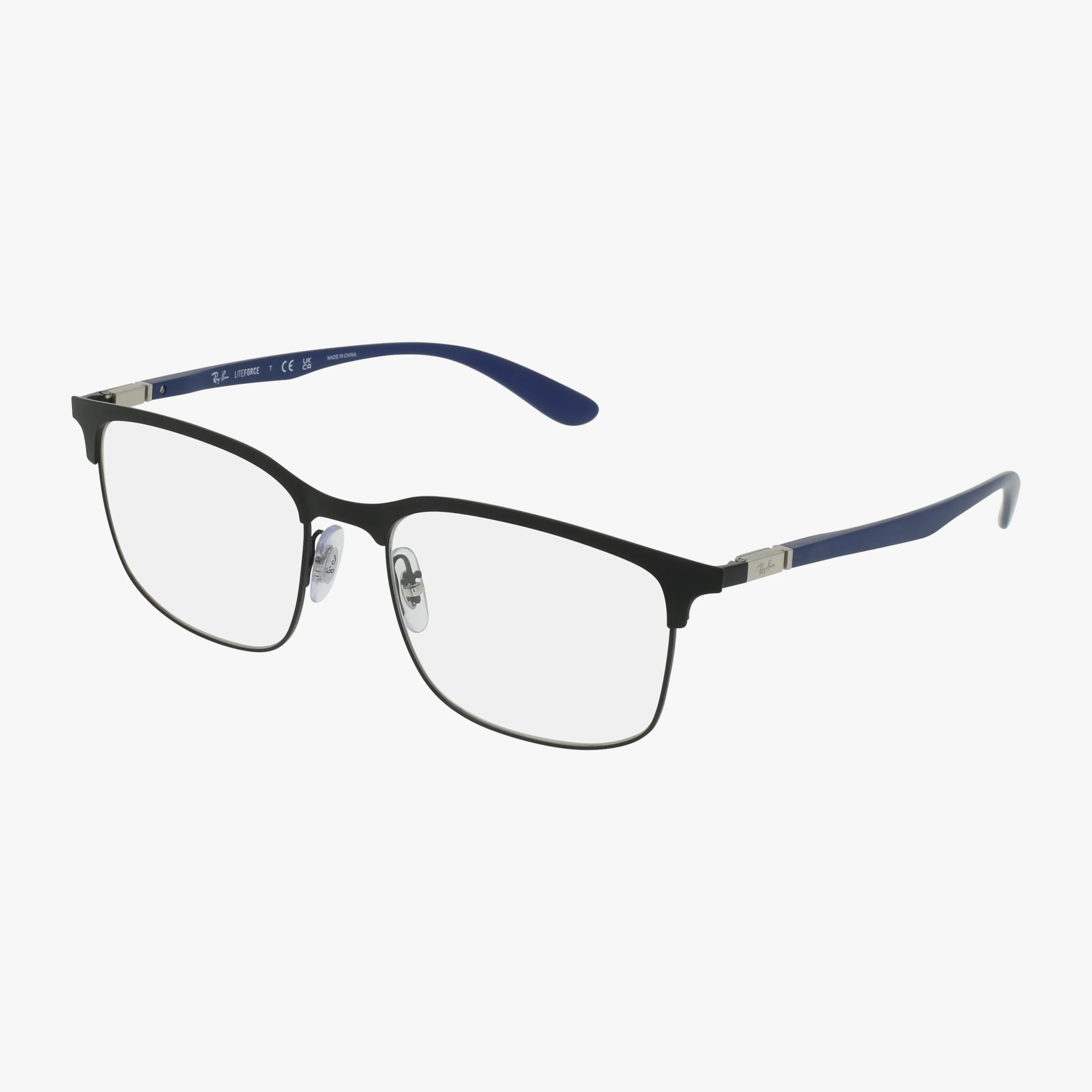 The RX6518 features rectangular frames with slim black fronts and blue arms, shown against a white background.