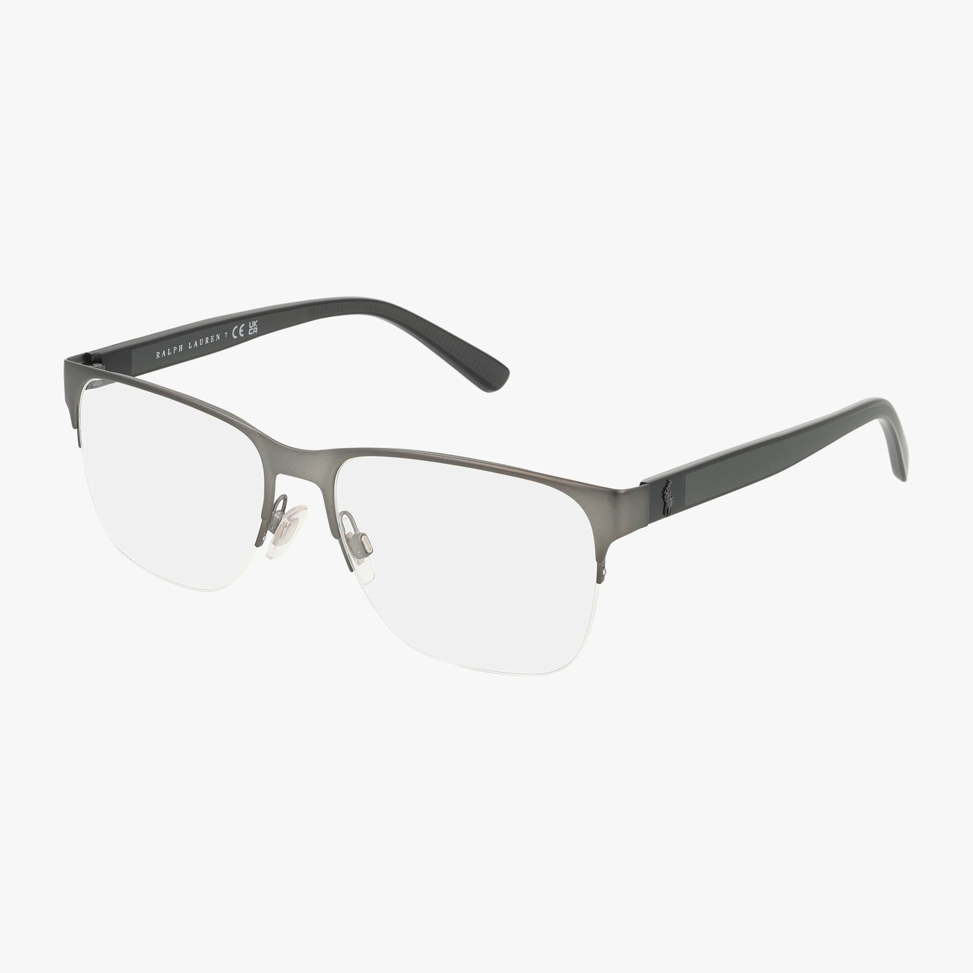The PH1228 eyeglasses feature a durable semi-rimless design with rectangular lenses, a modern metal gray upper frame, black arms, and adjustable nose pads, shown on a white background.