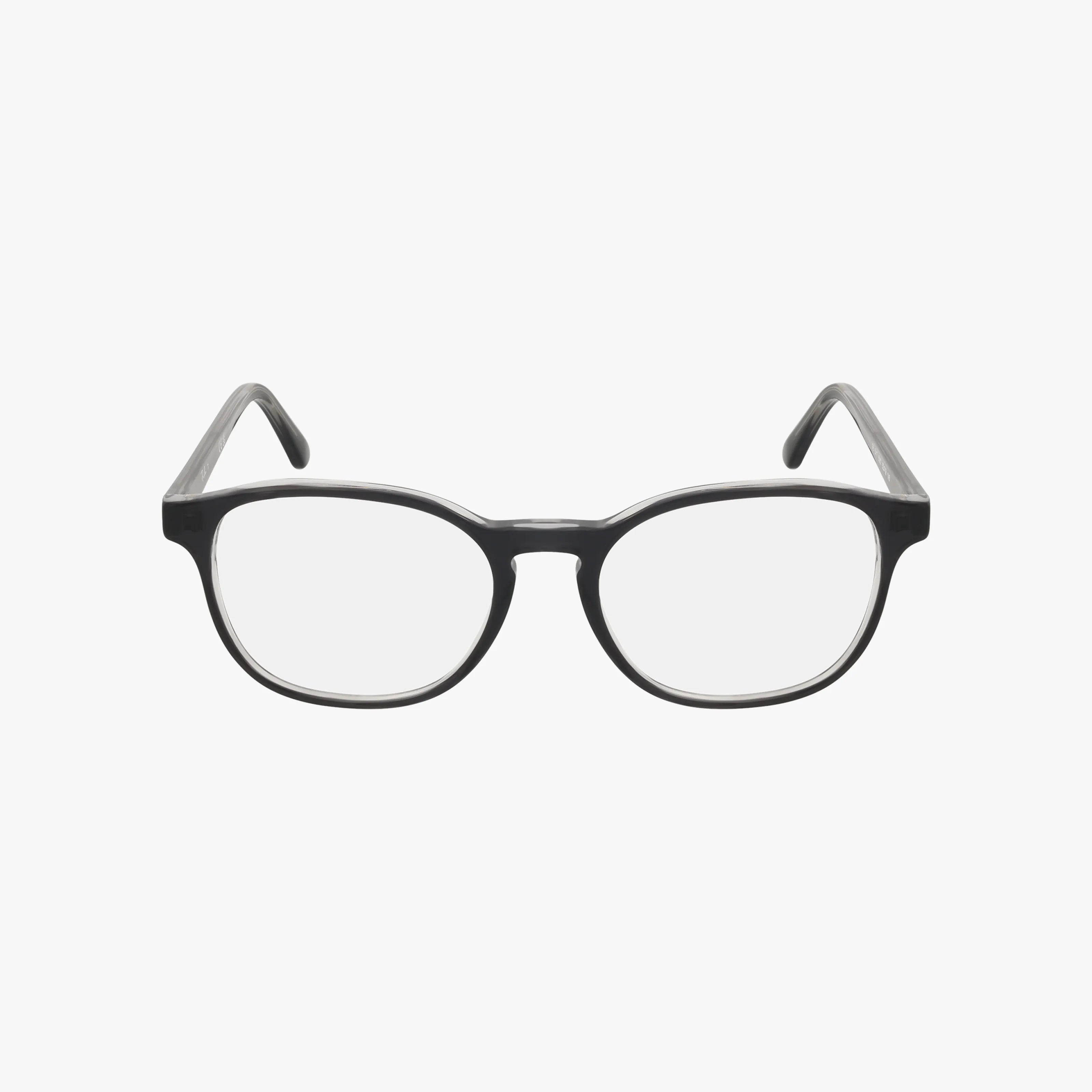 The RX5417 is a pair of black, round eyeglasses with a chic frame and clear lenses, displayed on a plain white background.