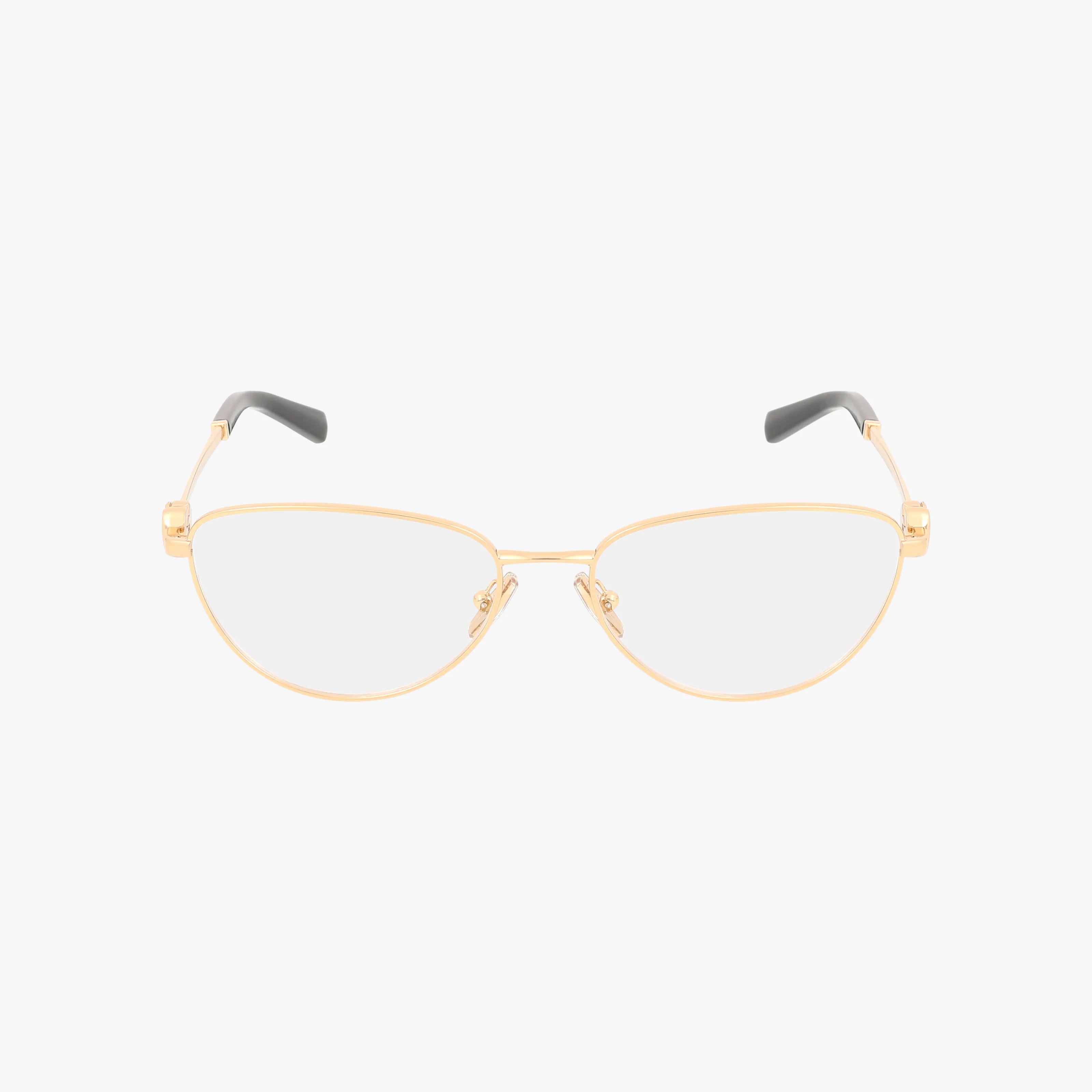 The TF1164B eyeglasses feature a gold metal frame, clear lenses, black temple tips, and adjustable nose pads, shown against a plain white background.