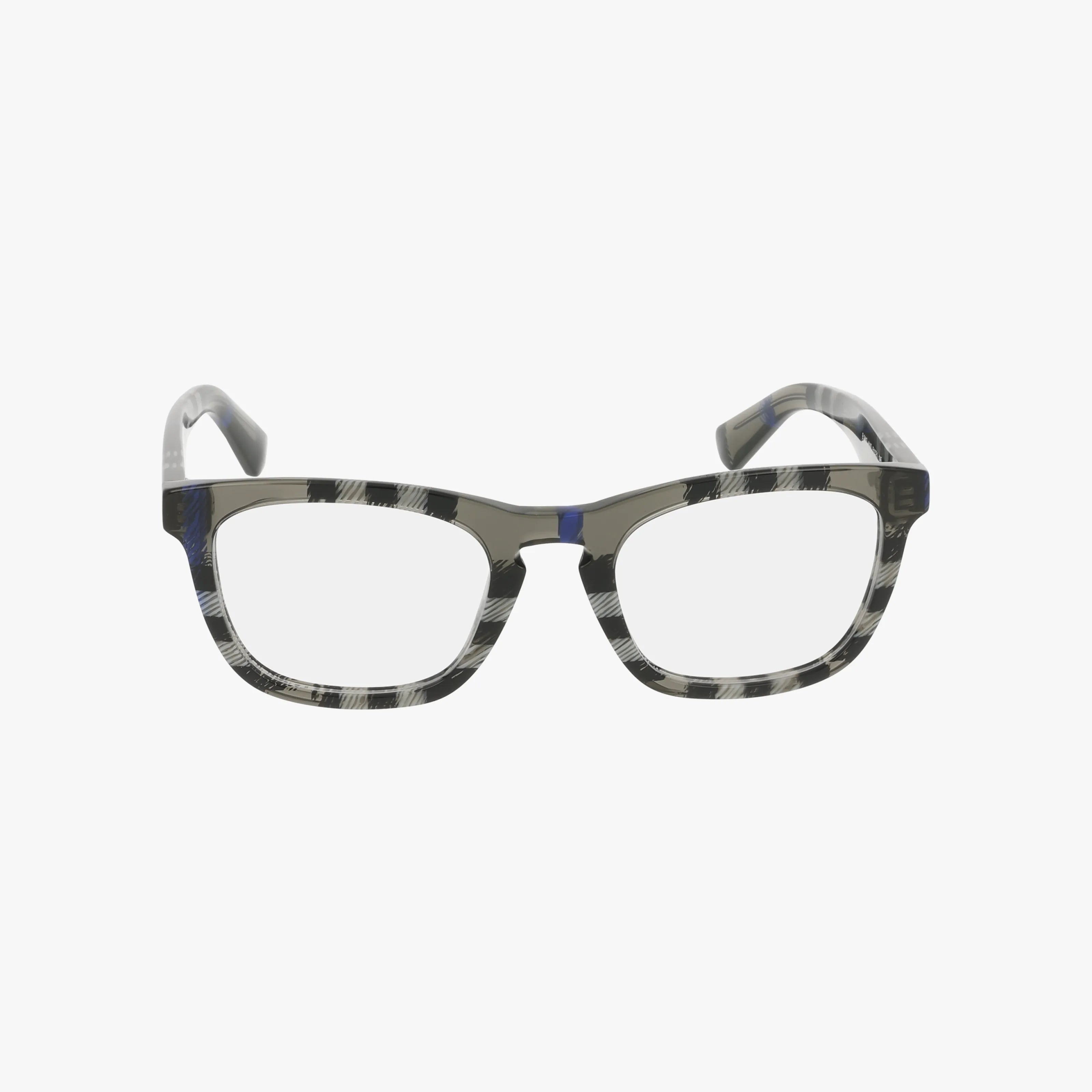 The BE2417 features rectangular frames with a polished black, gray, and white checkered pattern, offering stylish flair. Displayed on a plain white background.