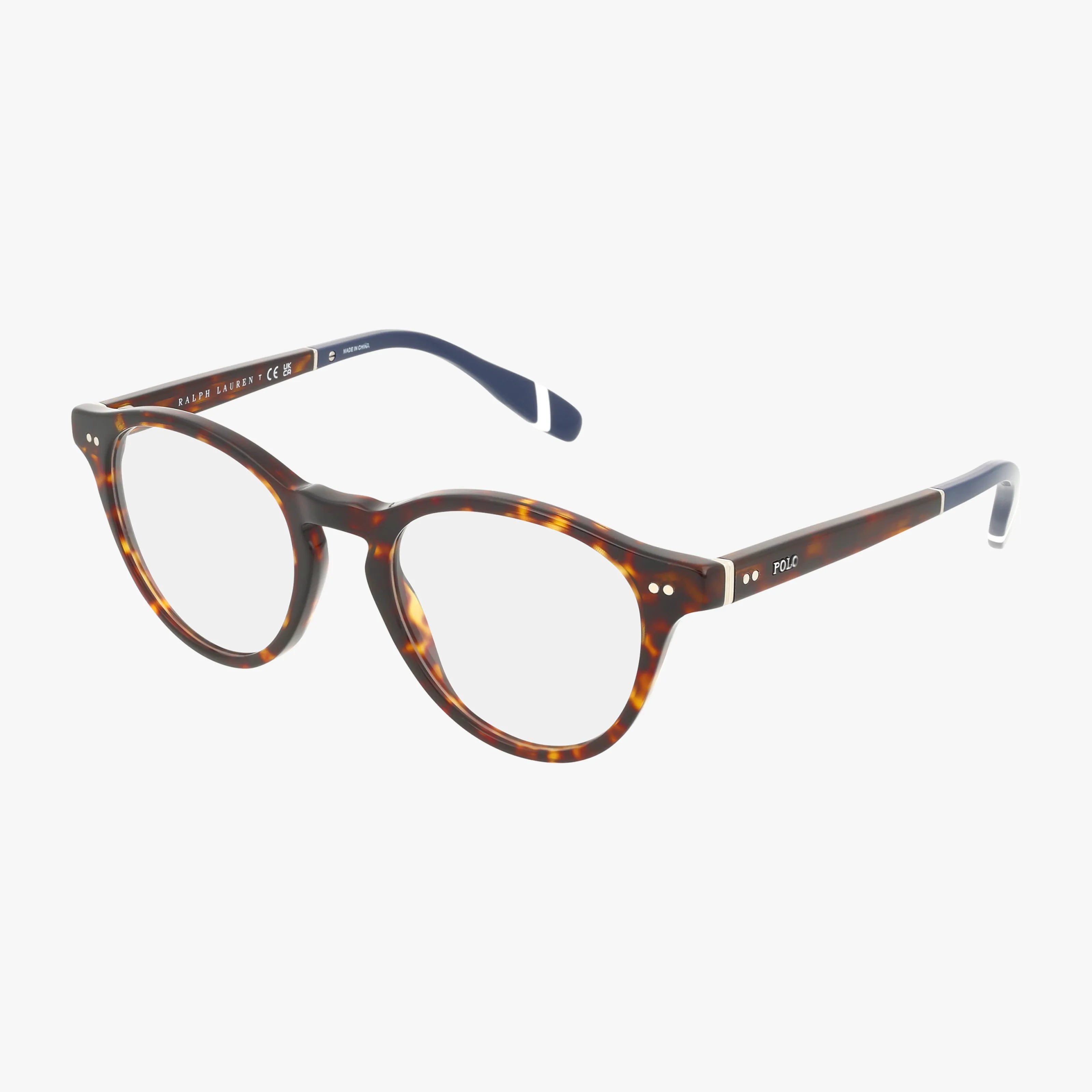 The PH2268 features round, tortoiseshell-patterned frames with clear lenses, thin dark arms, and white tips, presented on a white background.