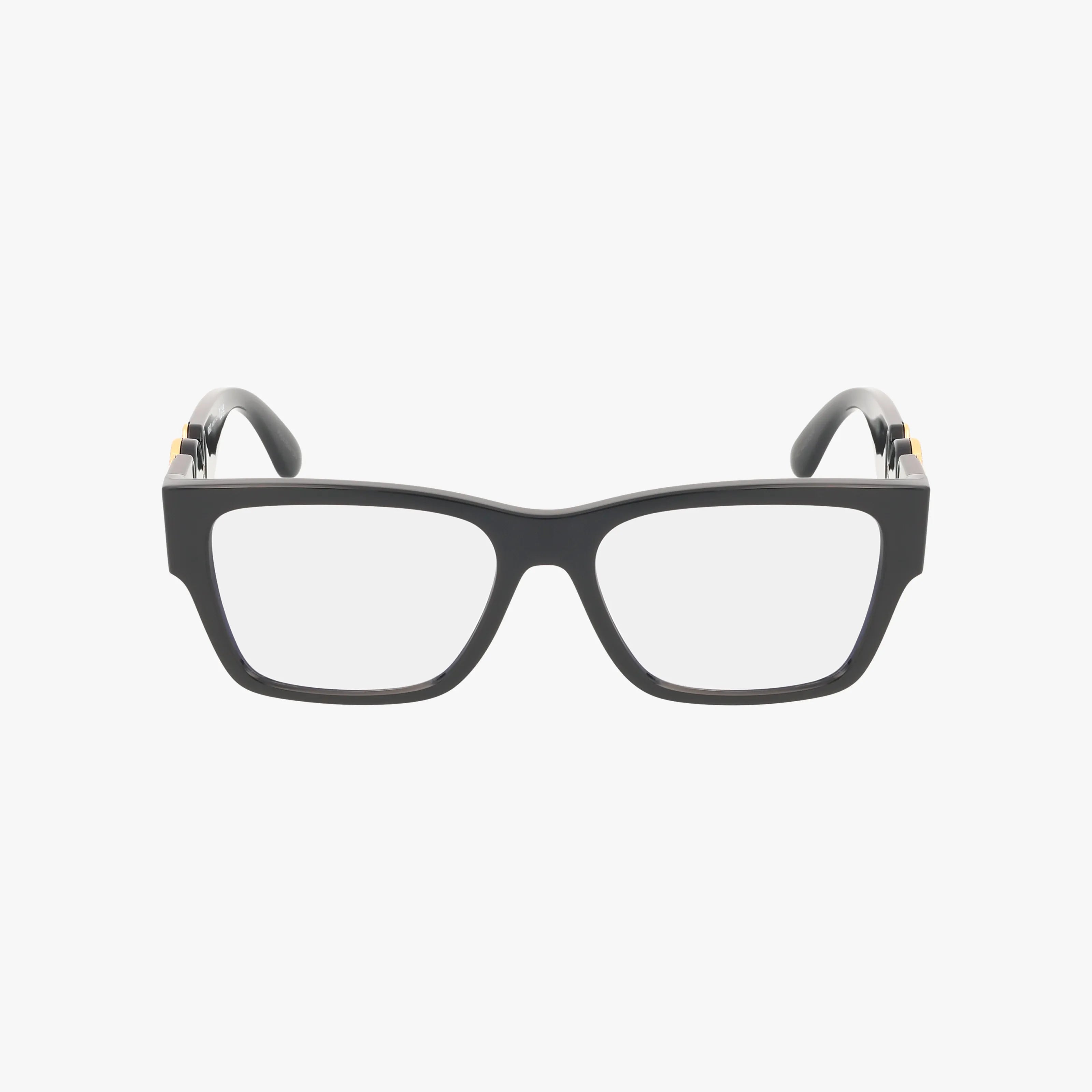 VE3368U: Black rectangular eyeglasses with clear progressive lenses and a functional design, shown on a plain white background.