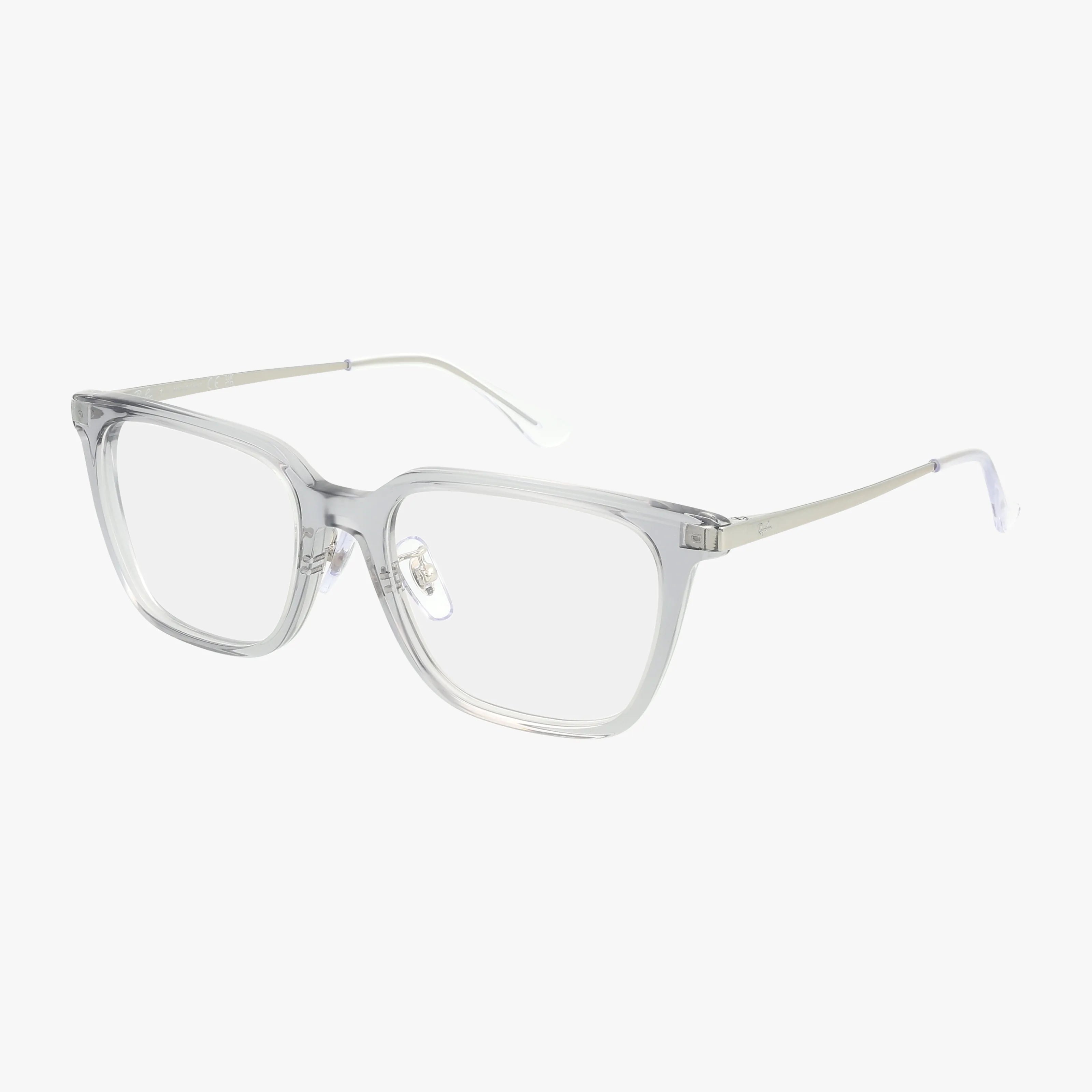 The RX5442D features transparent rectangular eyeglasses with clear plastic frames and thin silver metal arms, shown on a white background.
