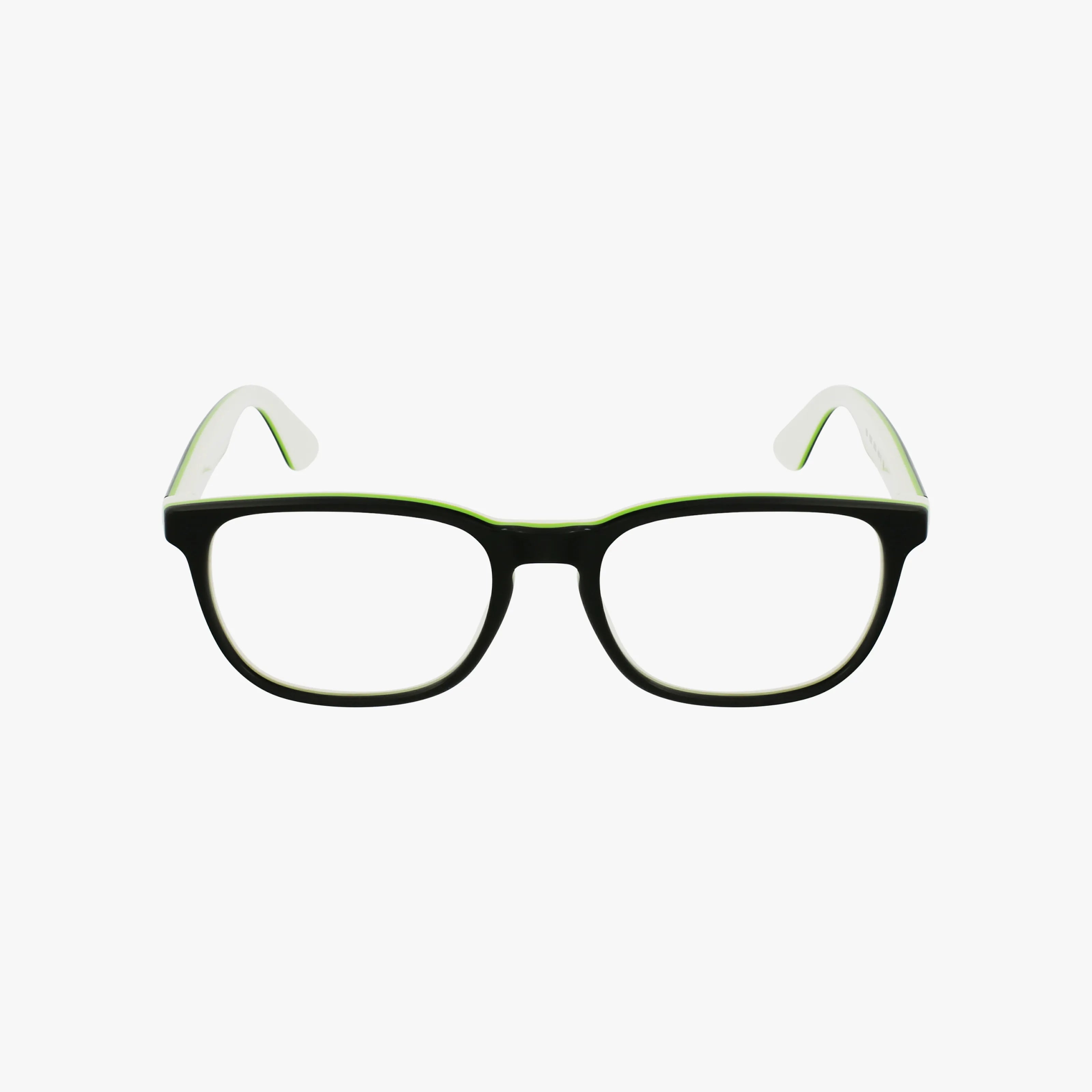 The RY1592 is a pair of black-rimmed eyeglasses with clear temples and a modern frame, displayed on a plain white background.